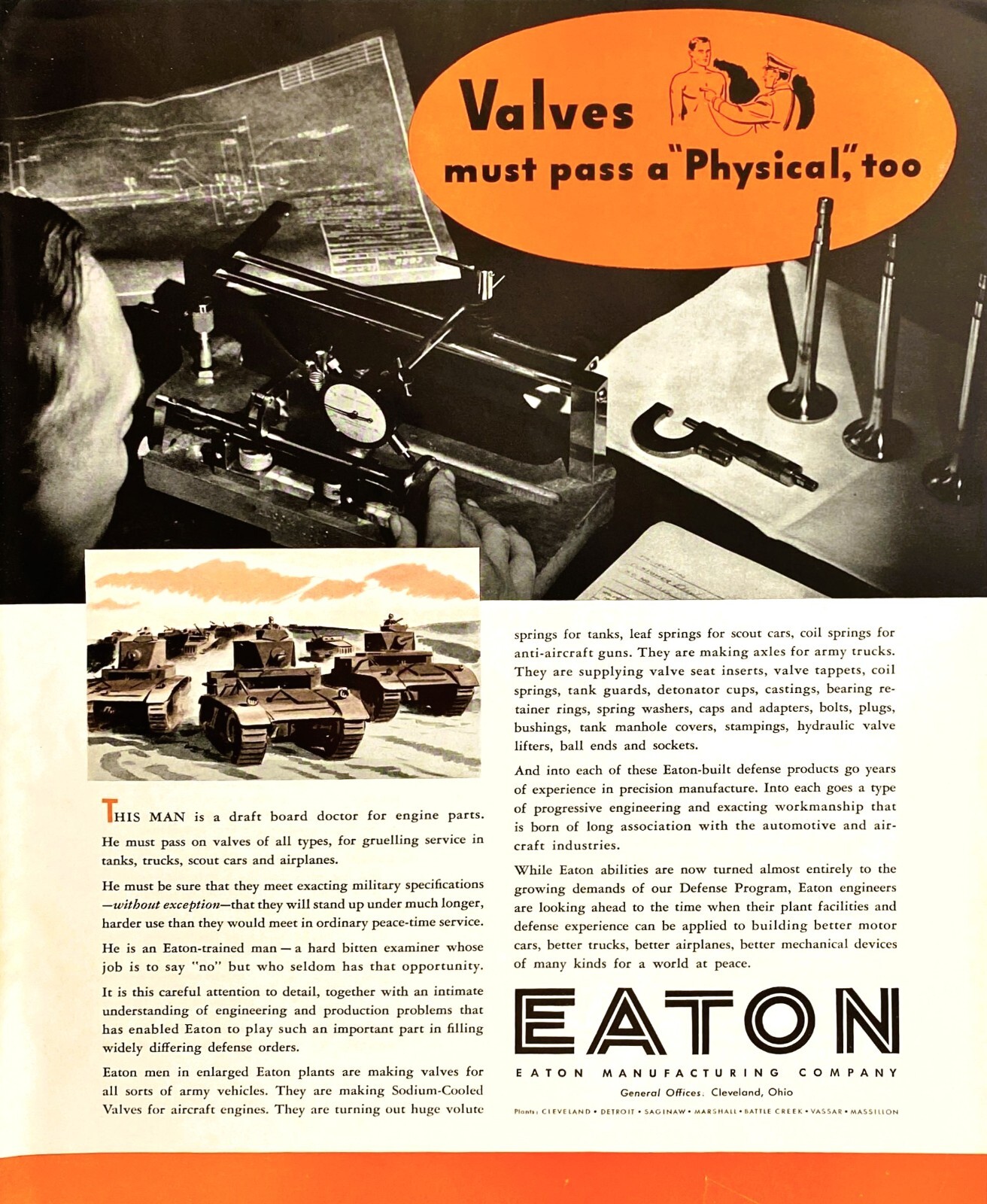Eaton Mfg Co Marshall Michigan Battle Creek Saginaw Vassar Vtg Magazine Print Ad