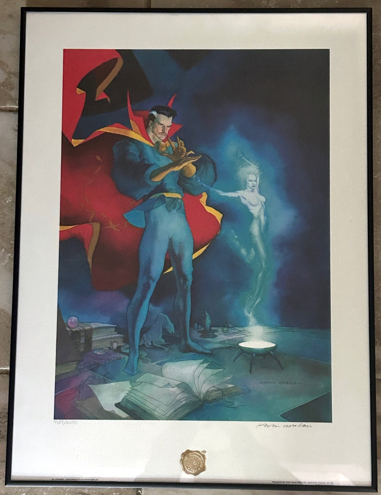 DR. STRANGE CONJURING CLEA Lithograph Print Kevin Nowlan Signed Marvel FRAMED DR. STRANGE CONJURING CLEA Lithograph Print Kevin Nowlan Signed Marvel FRAMED