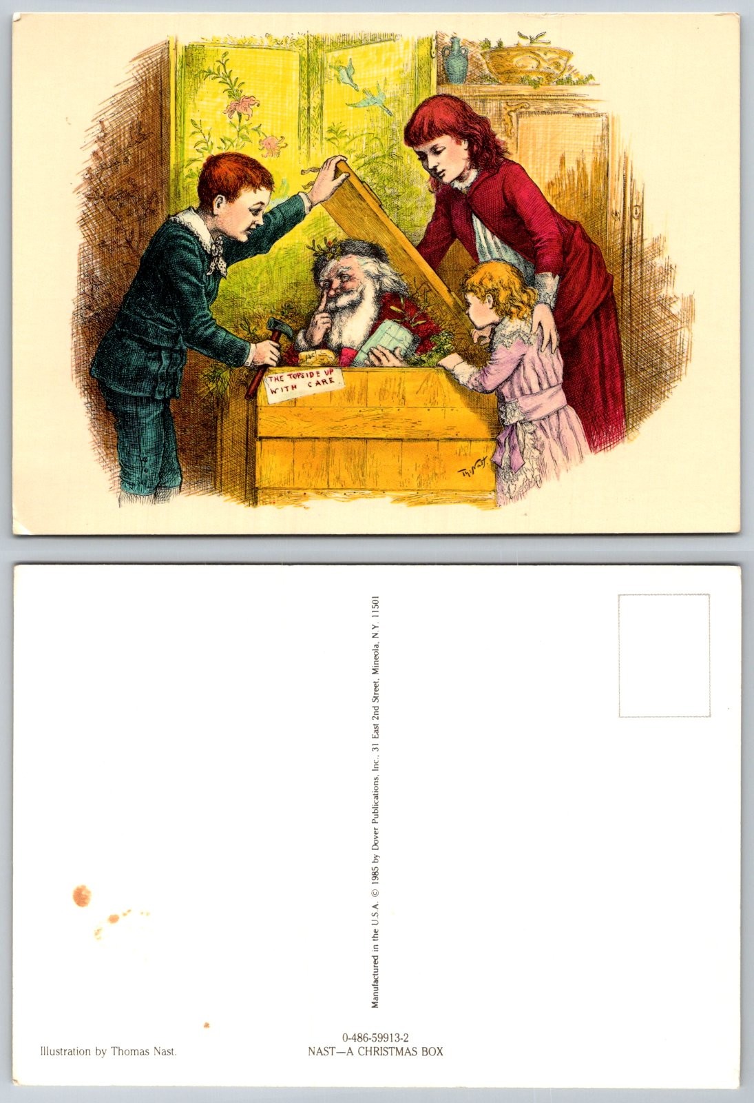Continental Thomas Nast Santa Claus Christmas Box Children Holiday NY Postcard