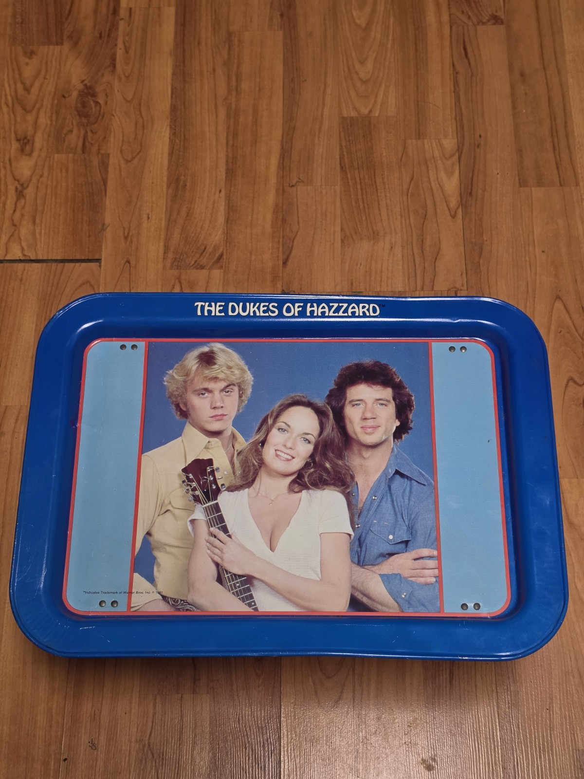 Vintage 1981 Dukes of Hazzard Metal TV Lap Tray Folding Legs Bo Luke Daisy Duke