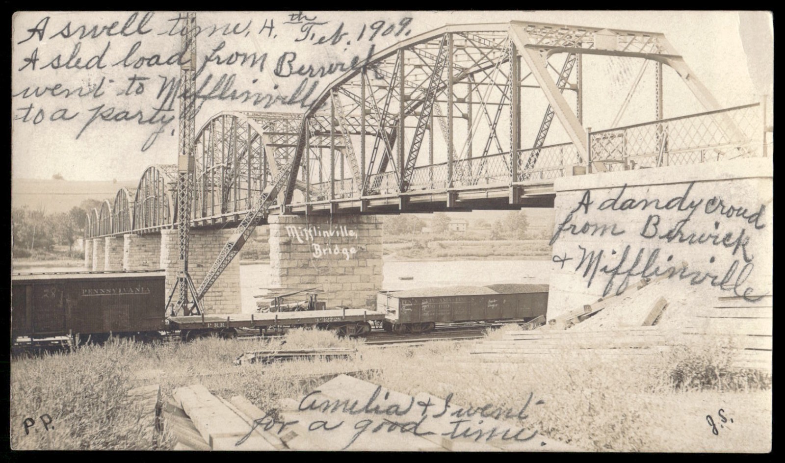 Vintage Real Photo Postcard Mifflinville Bridge Berwick Pennsylvania PA