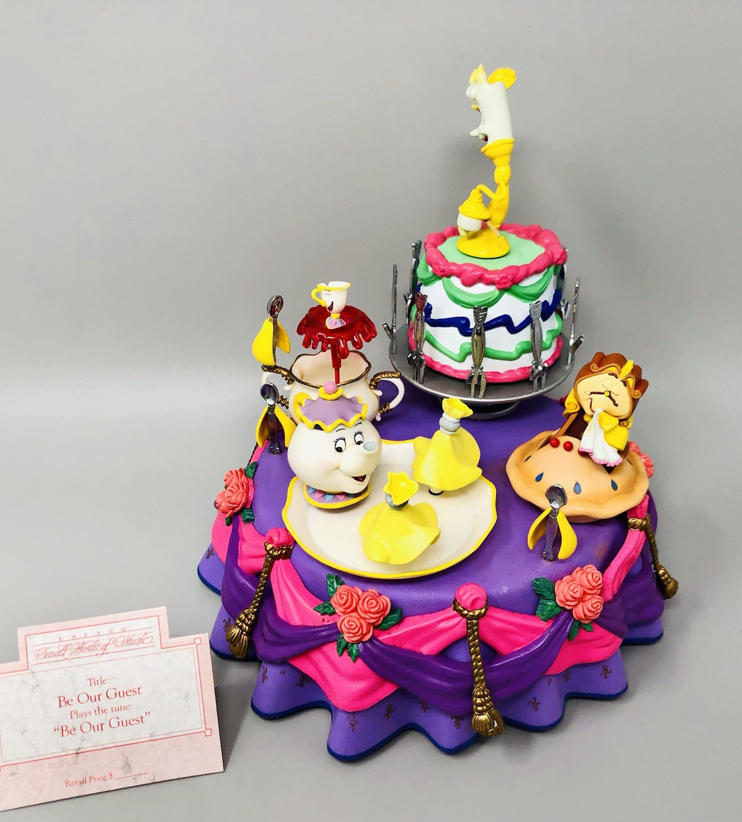 Enesco Disney’s Beauty & the Beast Multi-Action Deluxe Music Box 1991 NIB WORKS