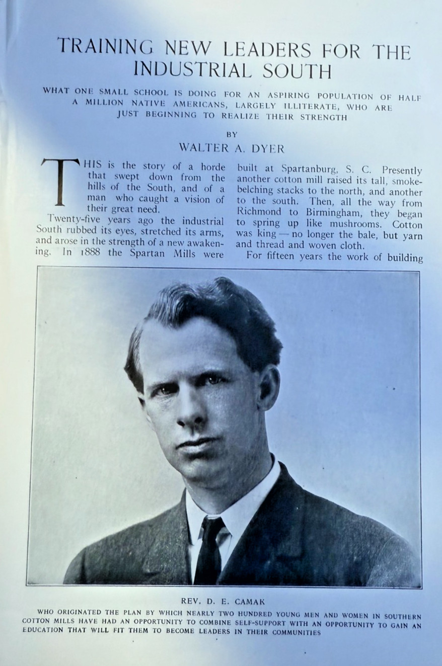 1914 Rev. D. E. Camar Spantansburg South Carolina Spartan Mills Schools