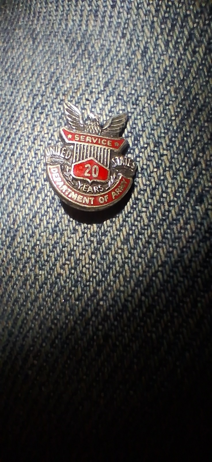 Vintage US Government 20 Years Service Sterling Silver Pin 