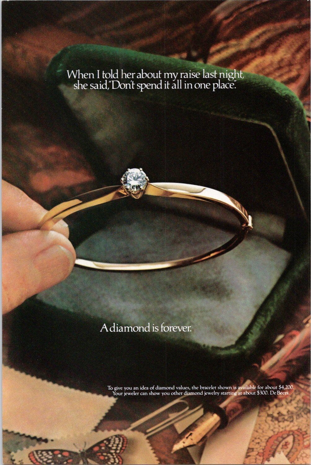 De Beers 1978 Original Diamond Bracelet Print Ad Vintage Jewelry Ad
