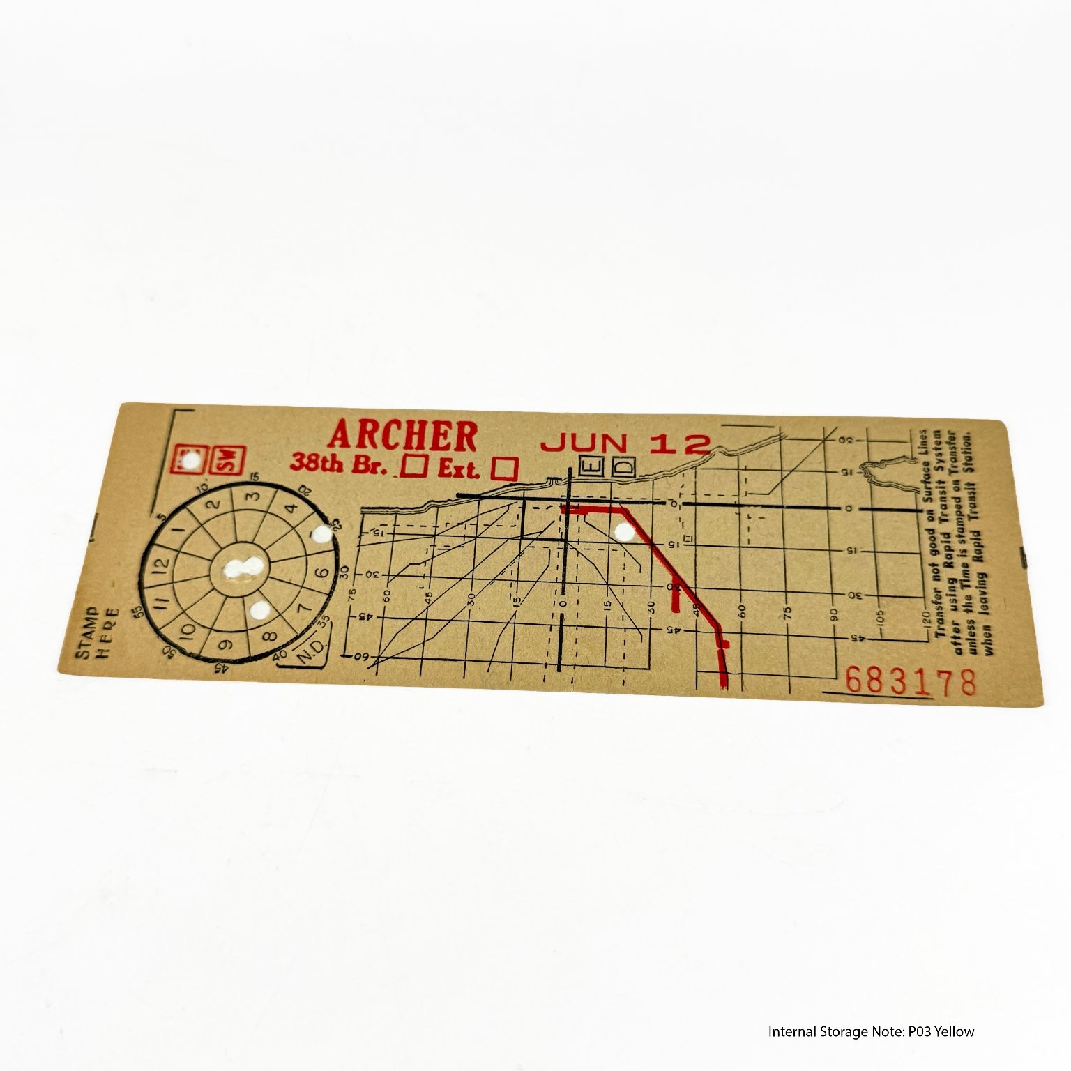 Vintage Chicago Surface Lines Rapid Transit Transfer Ticket Archer 38th Br. Ext.
