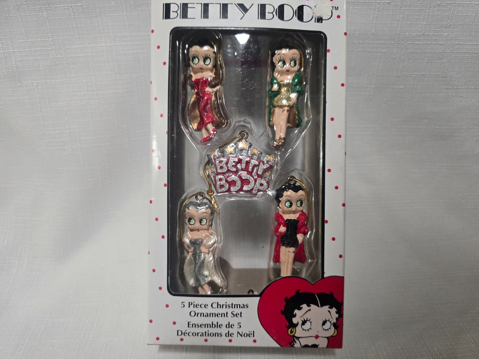 Kurt Adler Betty Boop 5 Piece Christmas Ornament Set