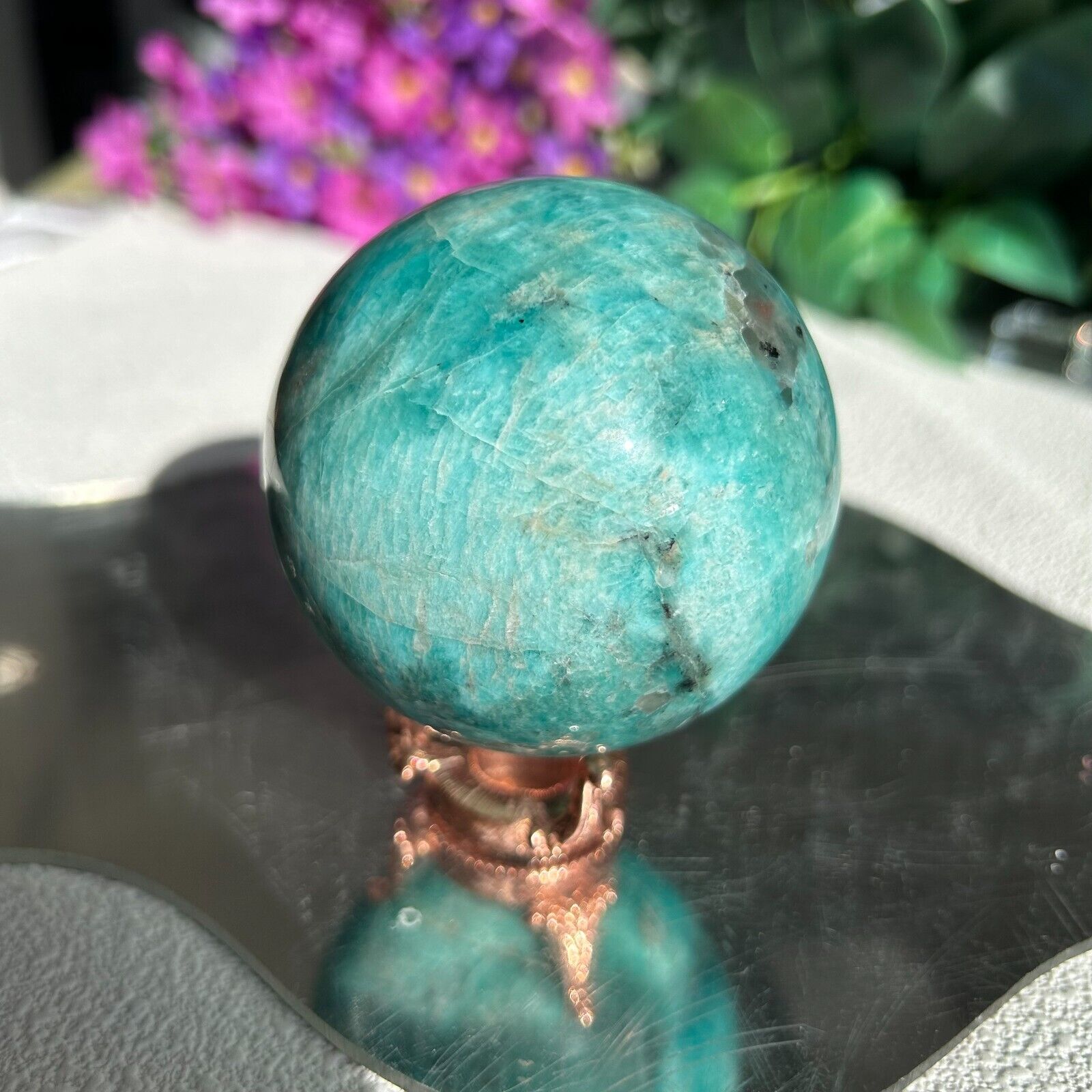 Natural amazonite Crystal sphere Healing Crystal Home Decor