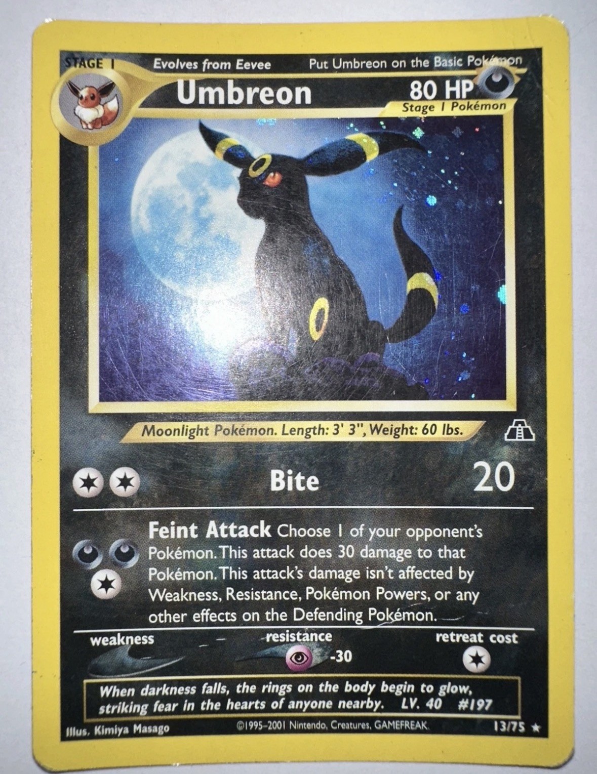 Pokemon Umbreon 13/75 Neo Discovery Holo Vintage Pokemon Umbreon 13/75 Neo Discovery Holo Vintage