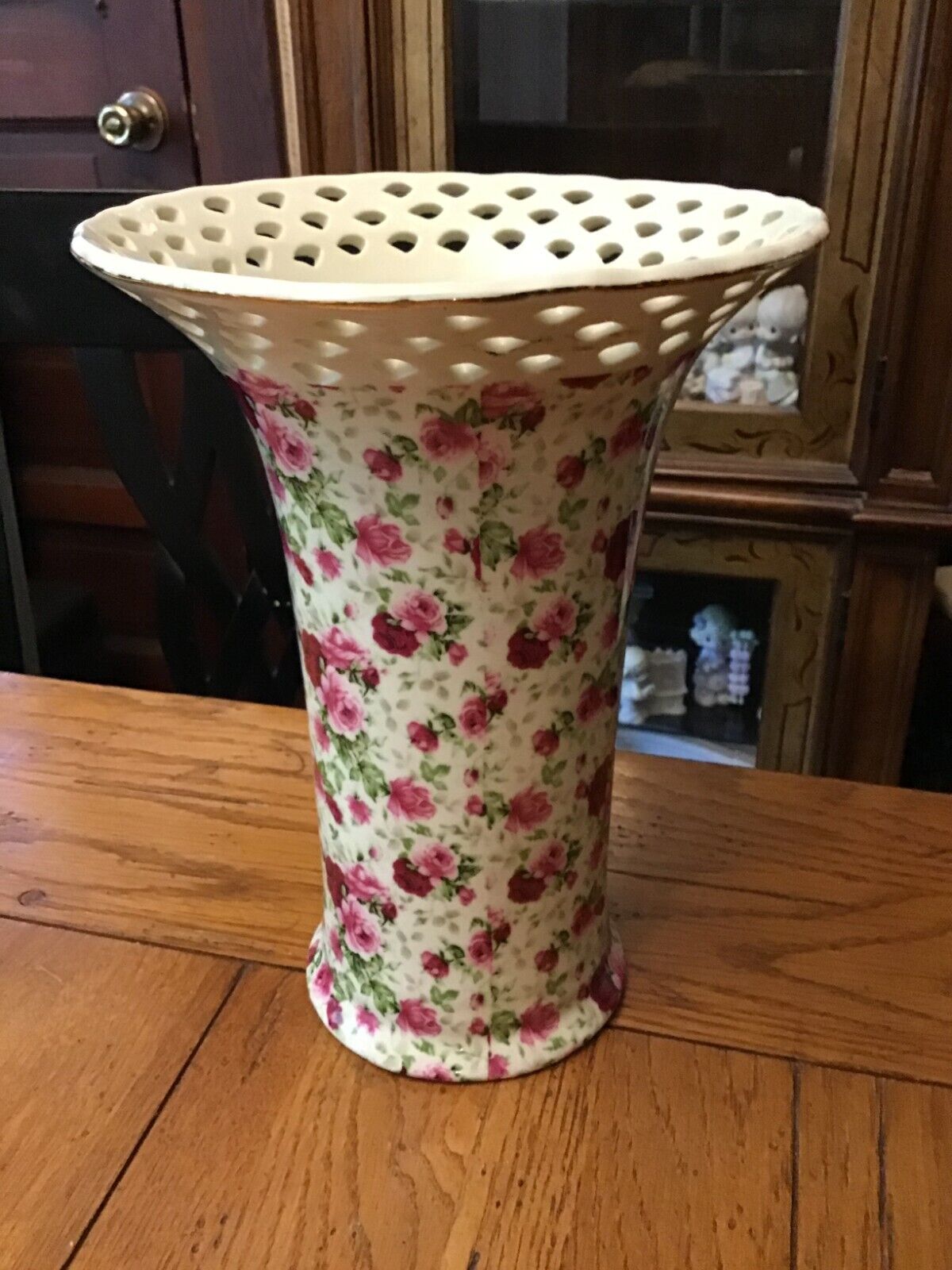 Floral Chintz Summer Rose  Vase  Porcelain Vintage La Dolce Vita  JA  By Designs