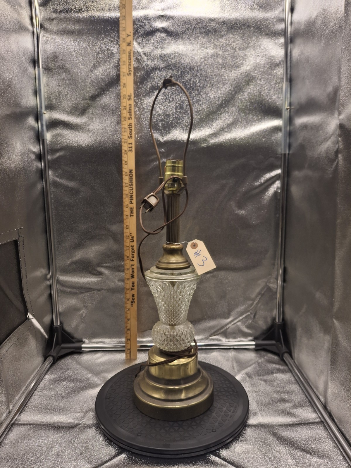 #3 Vintage antique crystal glass table lamp light