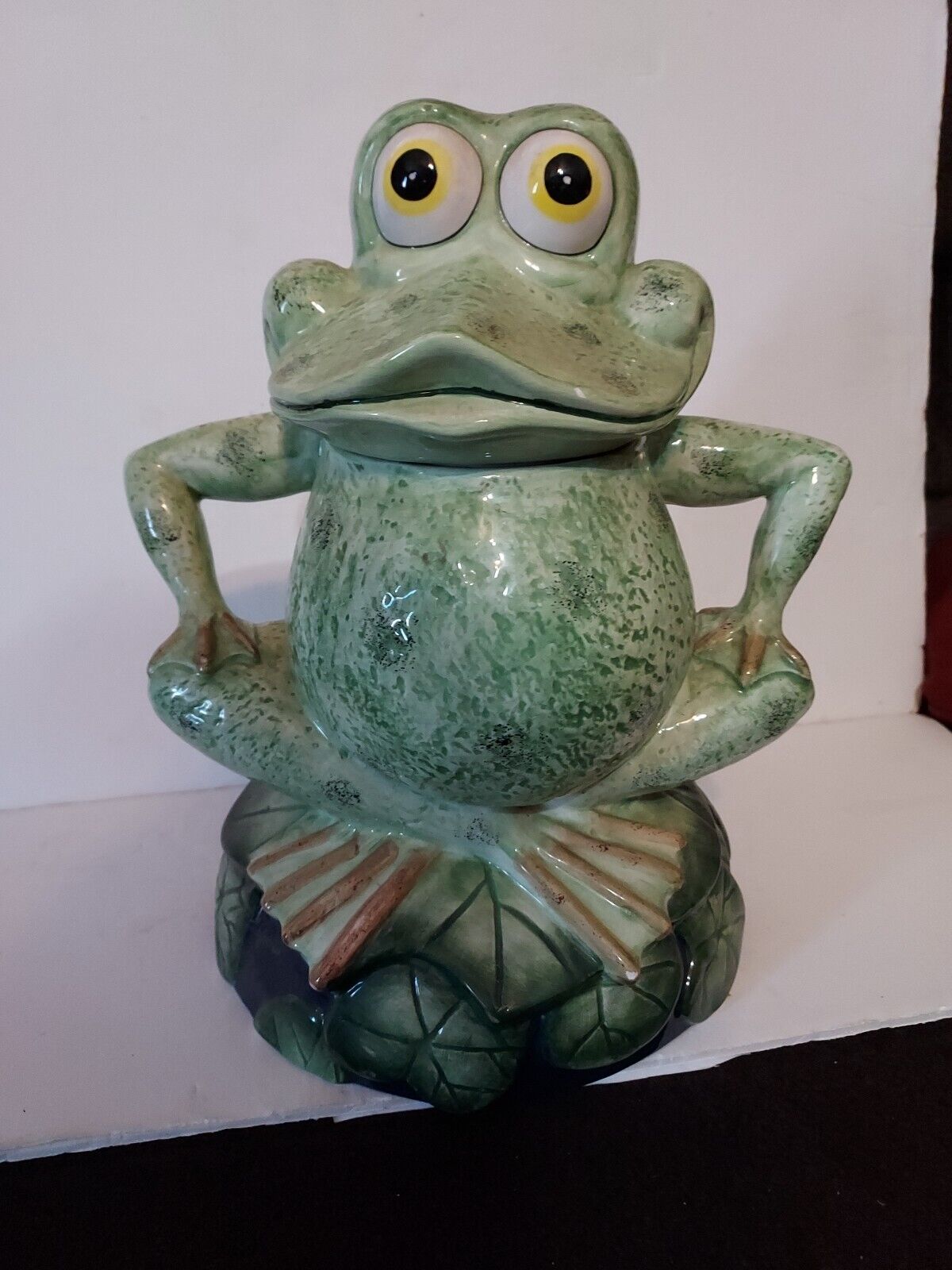 Rare Very Unique Green Frog Cookie Jar. NOHO Studios. Clever Choice.
