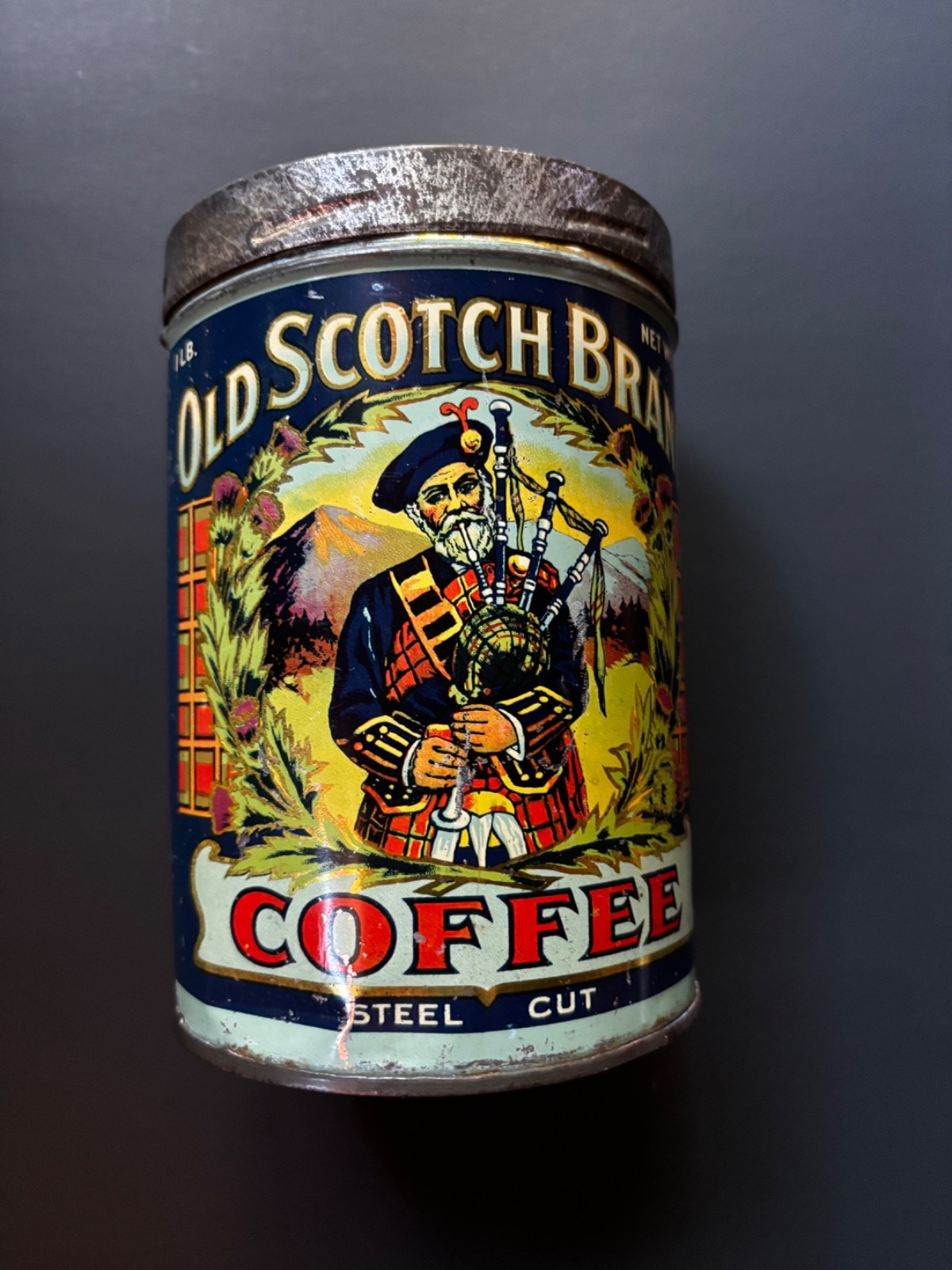 Rare Vintage 1lb Old Scotch Brand Coffee Tin Can. 1920\'s