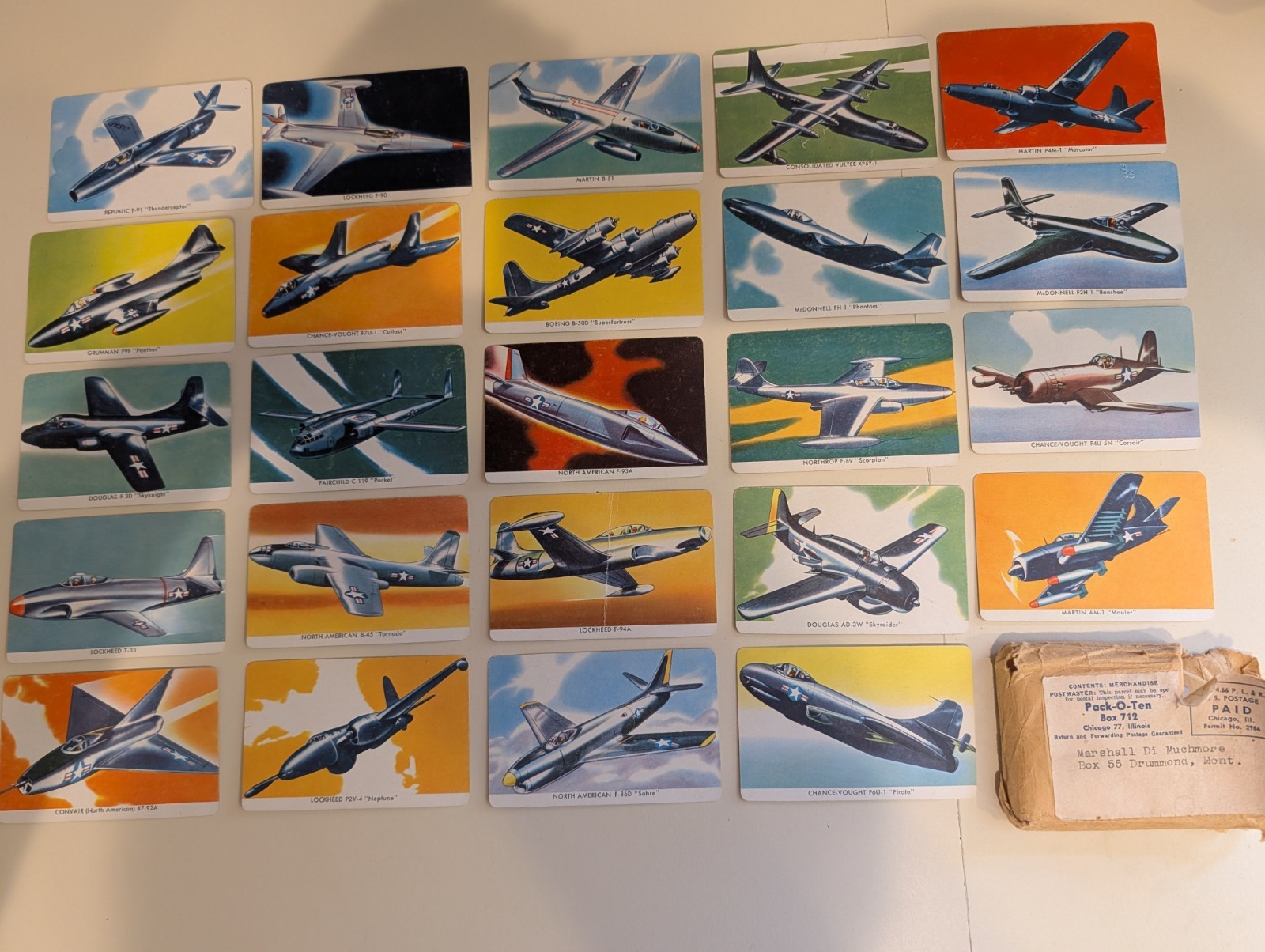 Vintage WWII Quaker Pack-O-Ten Warplane Trading Cards.