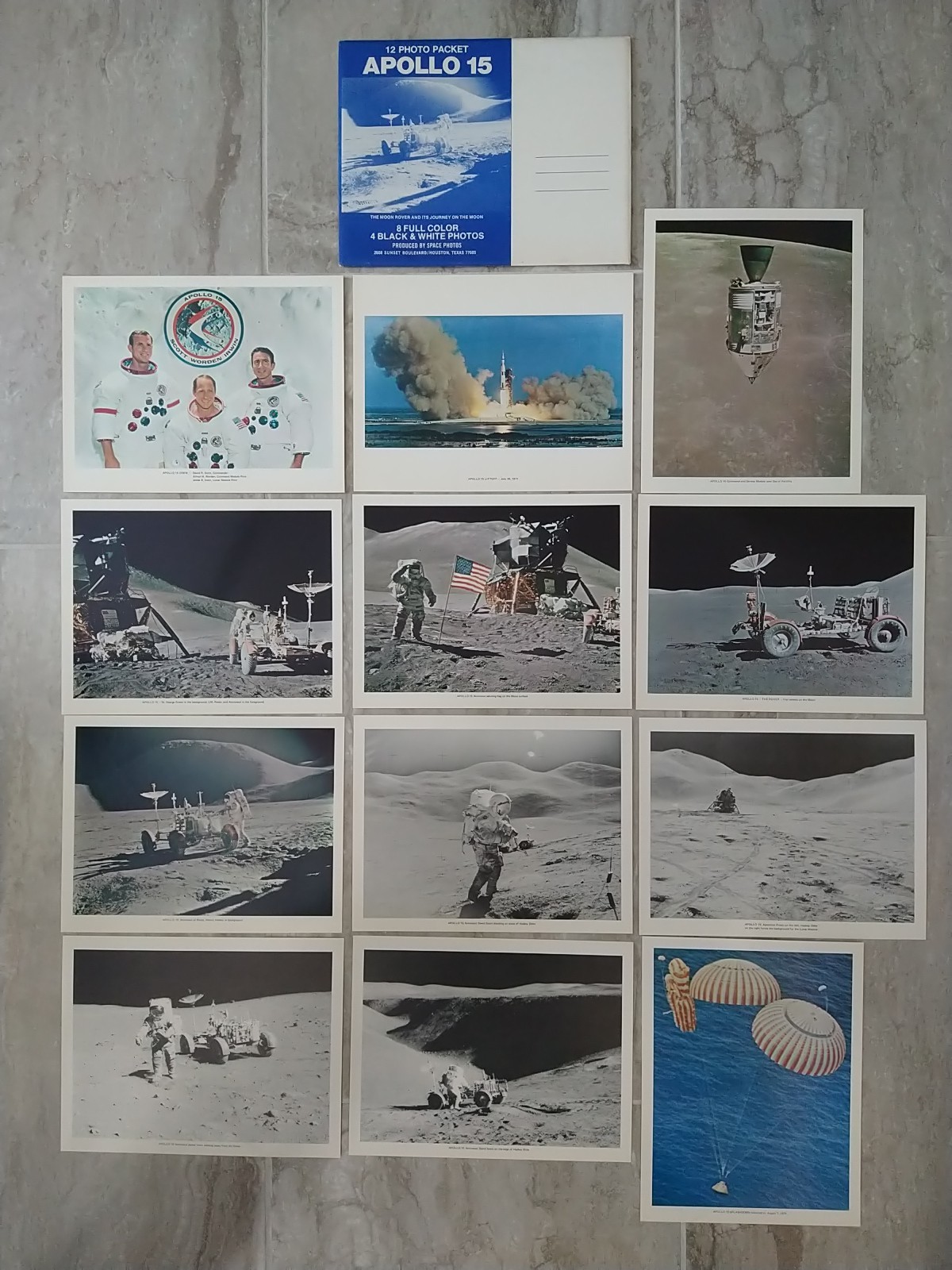 NASA 9th manned Apollo 15 Mission 12 photo Packet complete set