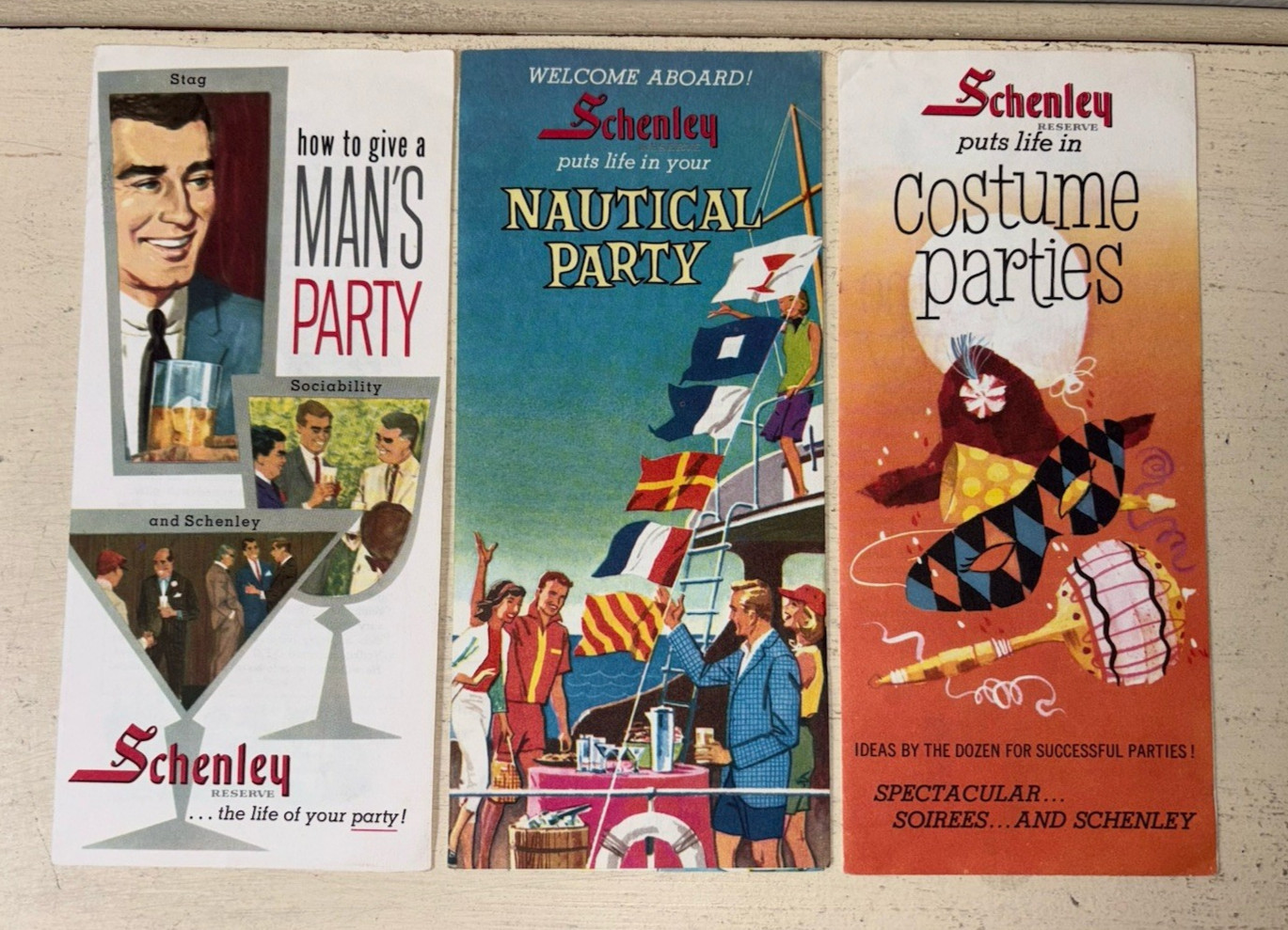 Three Vintage 1963 Schenley Pamphlets How to Give A Man\'s Party Nautical Costume