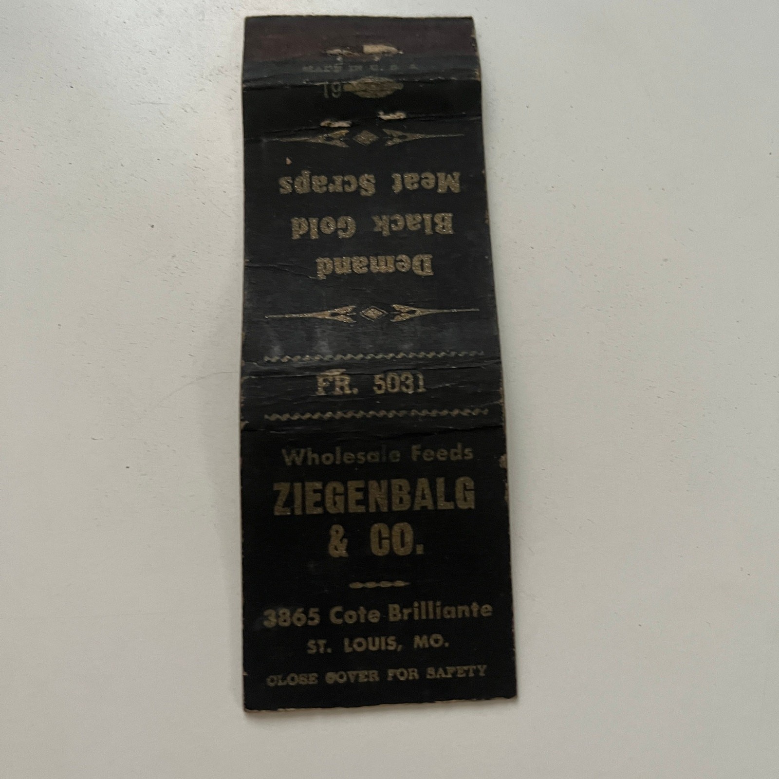 Ziegenbalg & Co Cote Brilliante St Louis MO Vintage Matchbook Cover SMB19-4