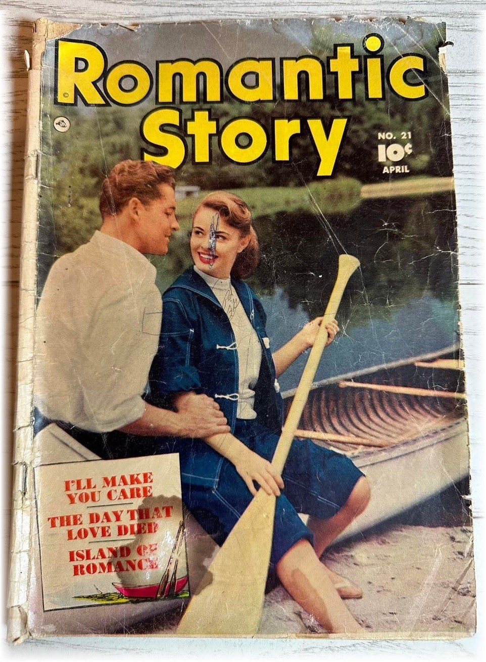 Romantic Story #21 April 1953 Fawcett Romance Comic - Canoe Cover Rock Hudson