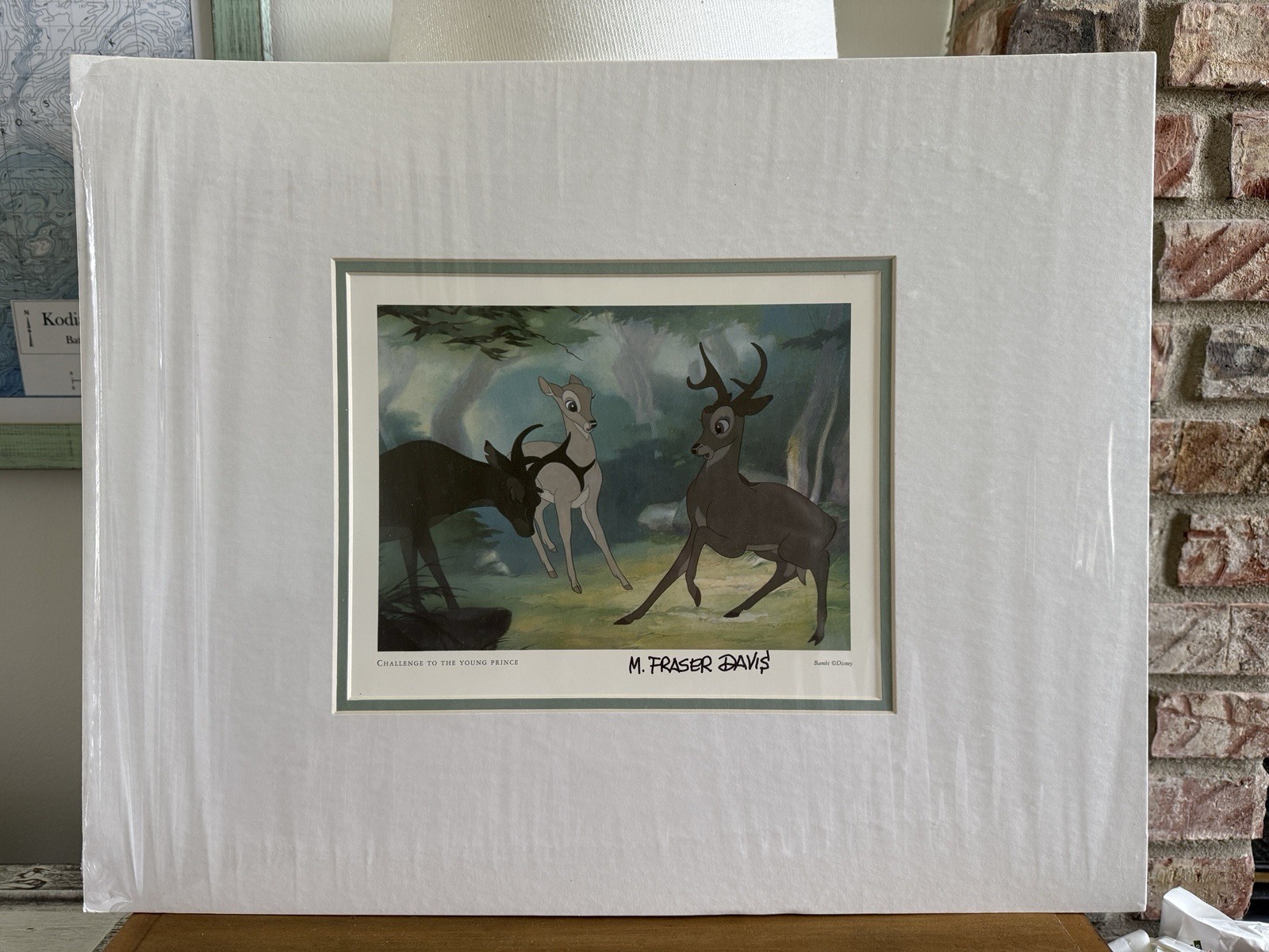 Disney Print; Signed By M. Fraser Davis W/ COA. BAMBI: “Challenge to Prince”