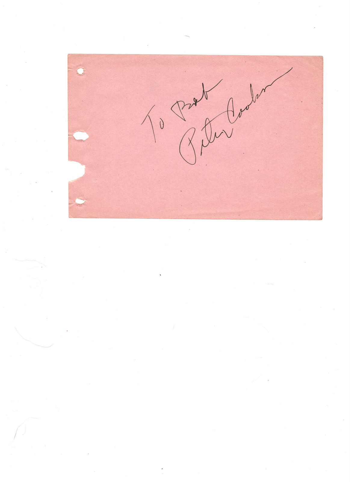 ACTOR PETER COOKSON AUTOGRAPH ON ALBUM LEAF ACTOR PETER COOKSON AUTOGRAPH ON ALBUM LEAF