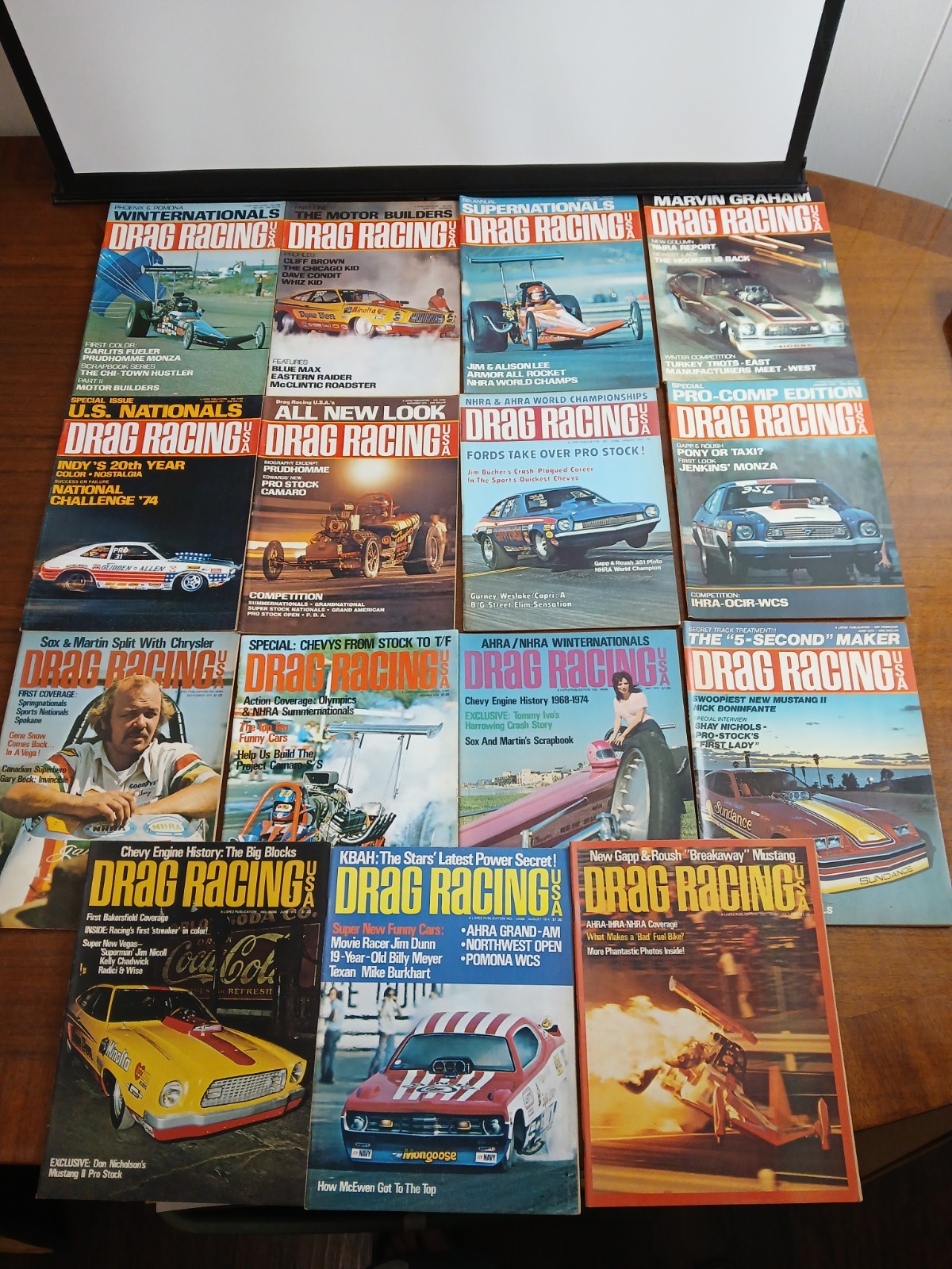 Drag Racing USA Magazine Lot Vintage 1974-75 Various Issues