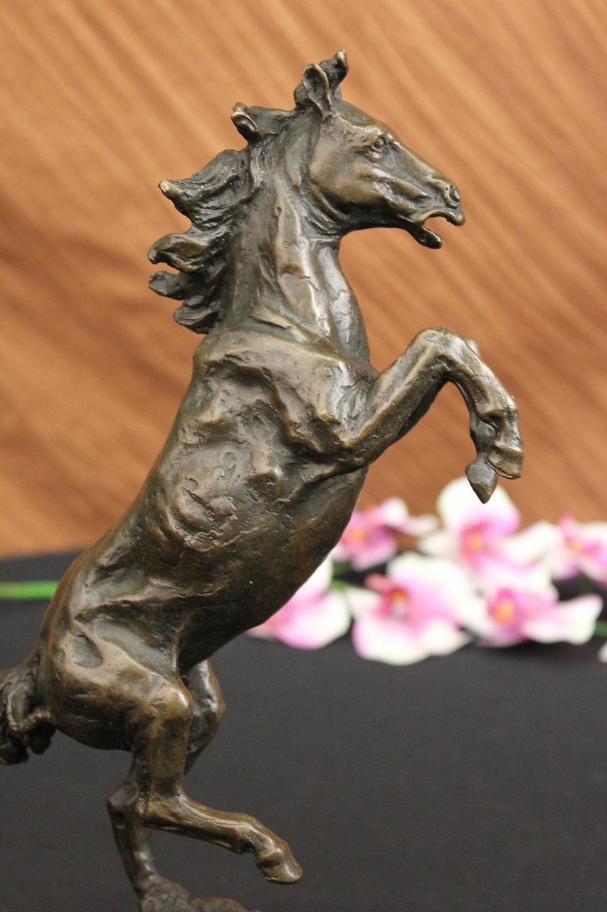 Vintage Rearing Horse English Saddle Bronze Sculpture Figurine Statue Decor Deal