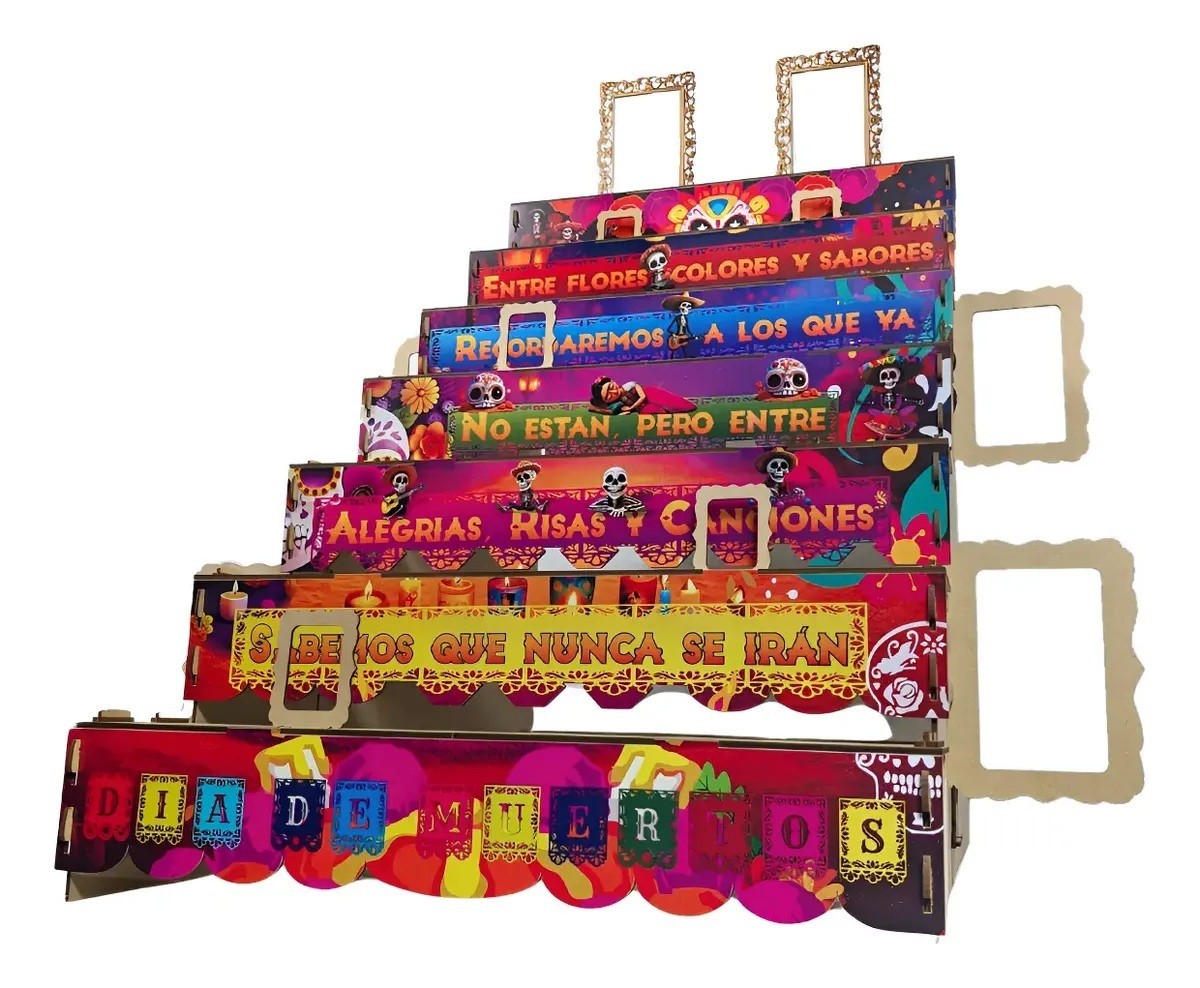 Day of the Dead Altar 7 Tier Dia de Muertos Ofrenda w/ Photo Frames