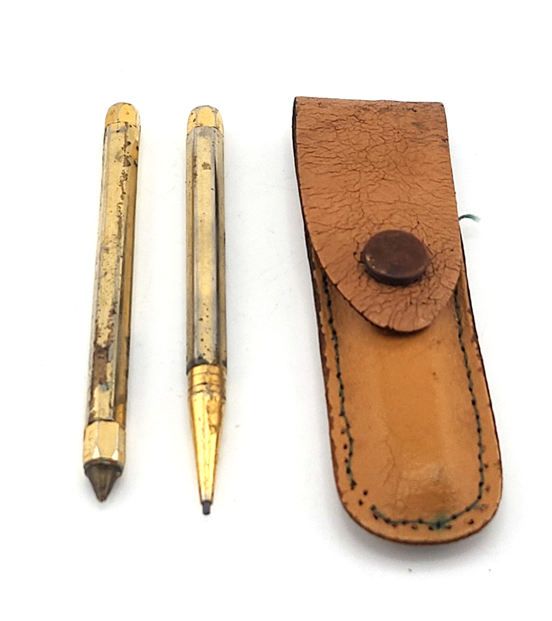 Vtg 1930's Gold Tone Mechanical Pencil & Pen Set for Game Score-Keeping W Case