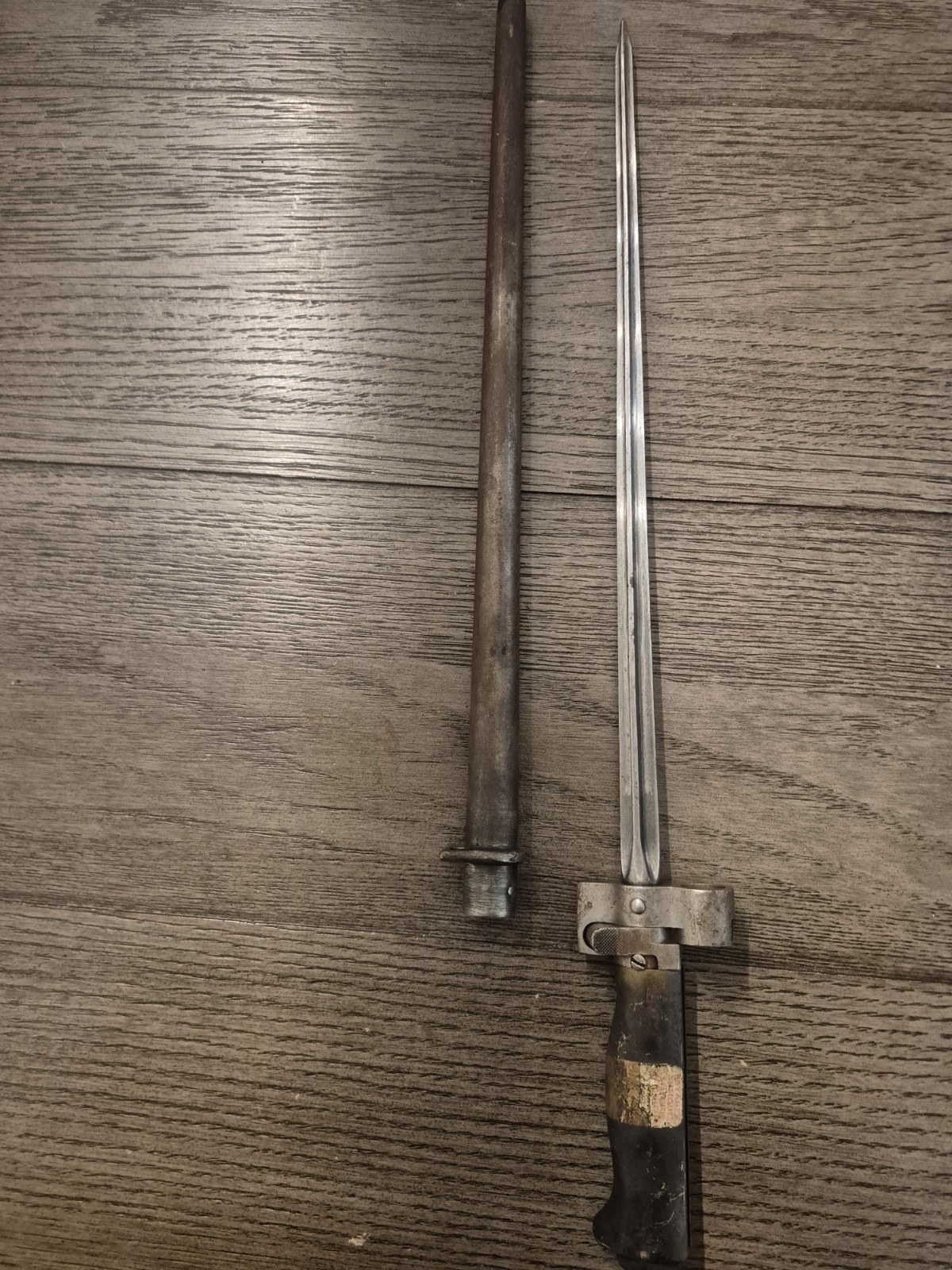 Vintage French label M 1886/15 Rifle Cruciform Blade Bayonet W/ Scabbard