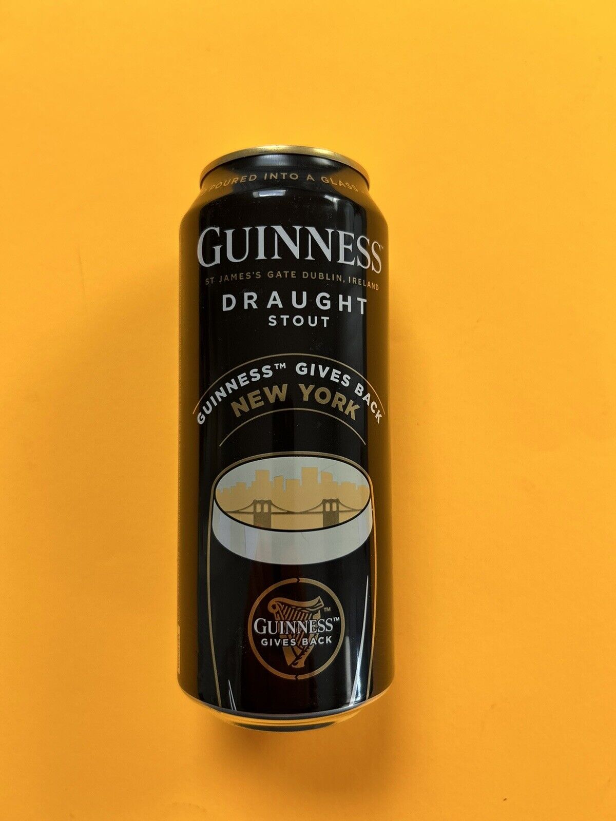 Guinness Gives Back NEW YORK Empty Top Opened 14.9oz Can