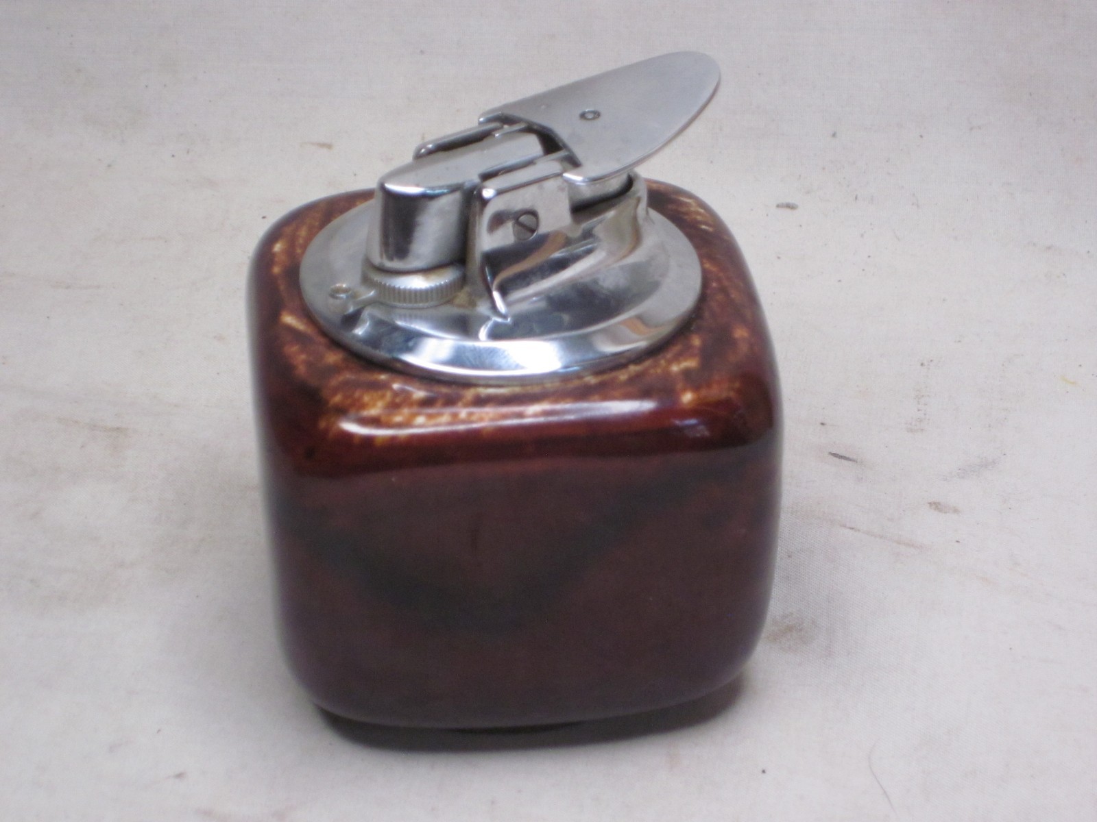 vintage Ronson table top lighter MCM mid century modern glazed ceramic cube ?