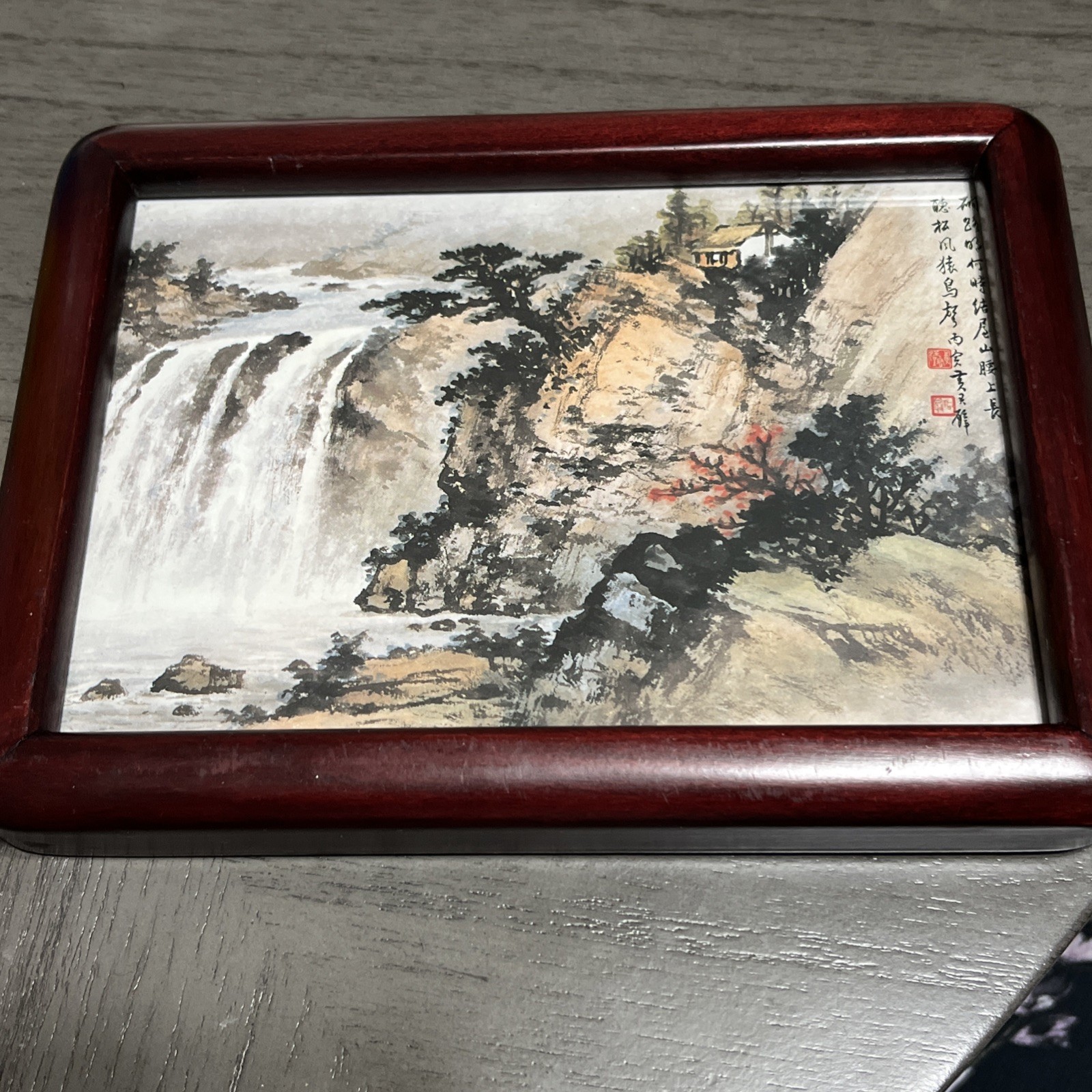 VTG 1980 Huang Junbi “Appreciating Waterfalls” Post Card Print Reproduction 4x6”