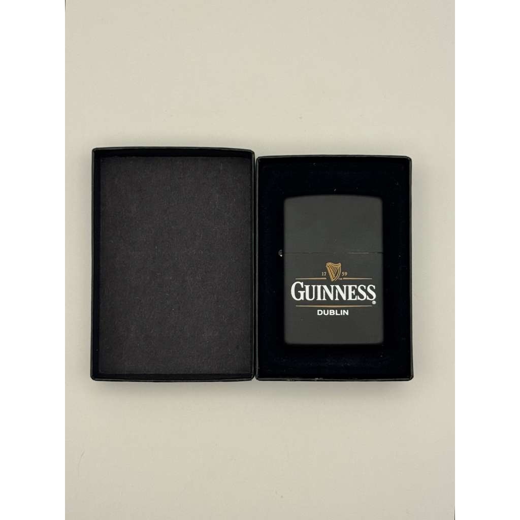 Vintage 2005 Zippo Guinness Dublin Black Matte Lighter Box Instructions New MIB.