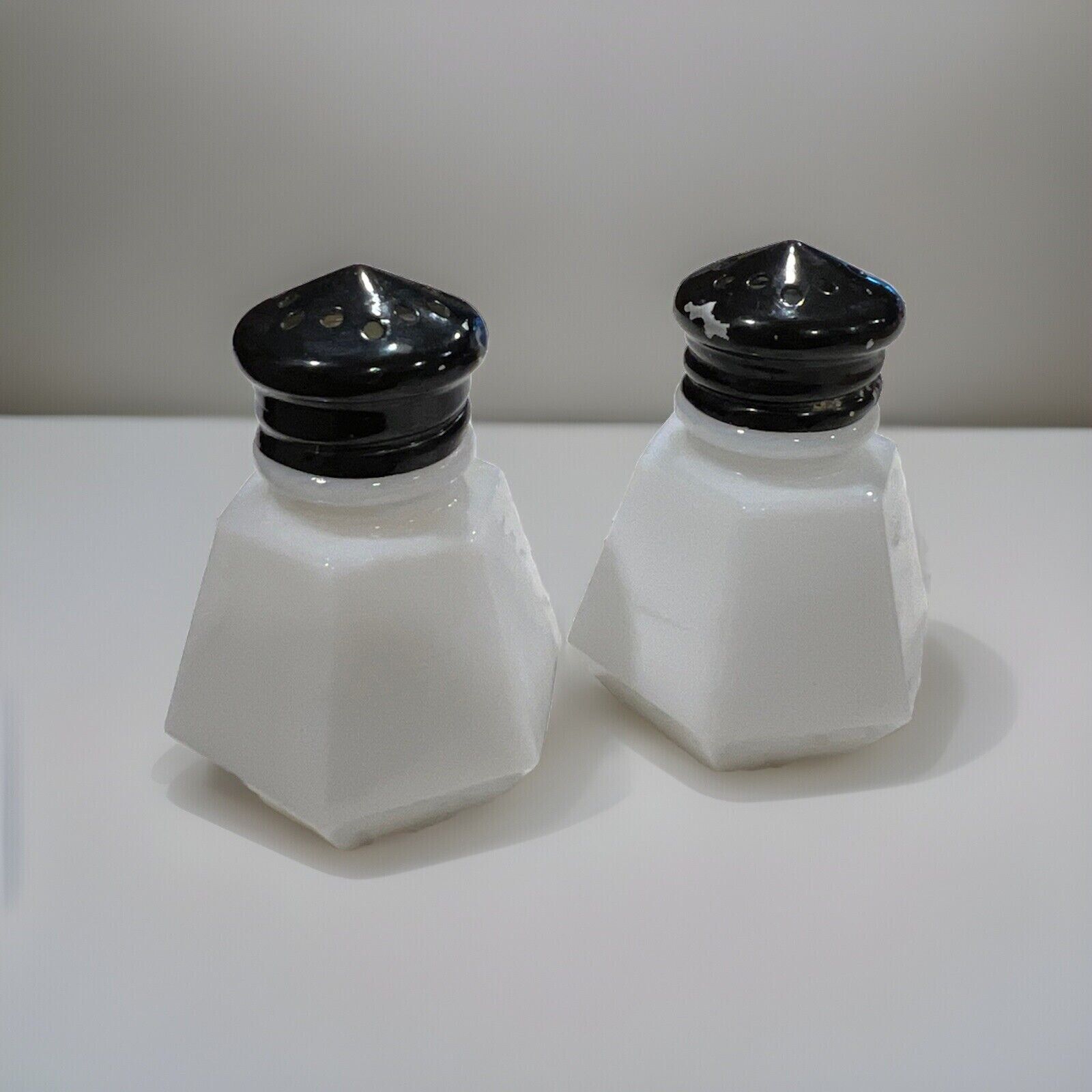 Antique White Milk Glass Salt or Pepper Shaker Floral