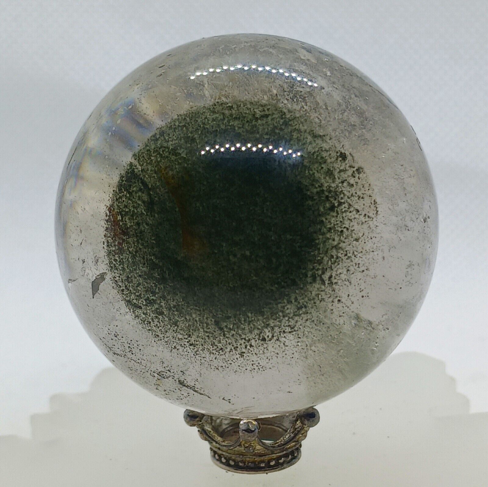 Garden Quartz Crystal Sphere Polished Lodolite Stone Clear Quartz With Inclusion