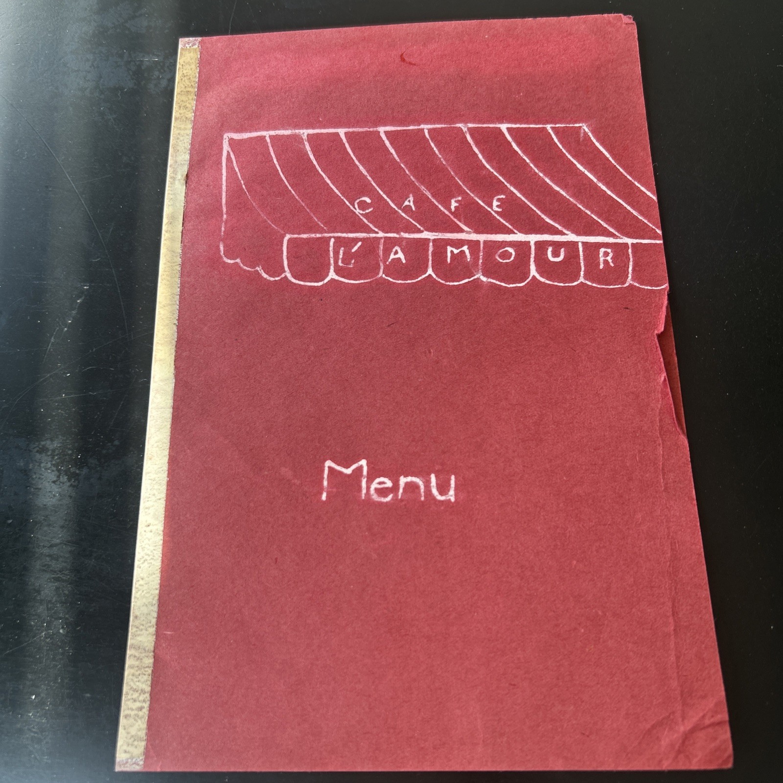 Vintage Cafe L’amour French Restaurant Menu 9”x6”