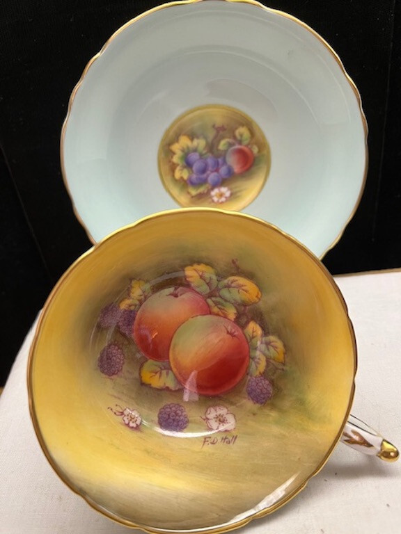 Vintage Paragon Double Warrant Teacup and Saucer Fruit Signed Vintage Paragon Double Warrant Teacup and Saucer Fruit Signed