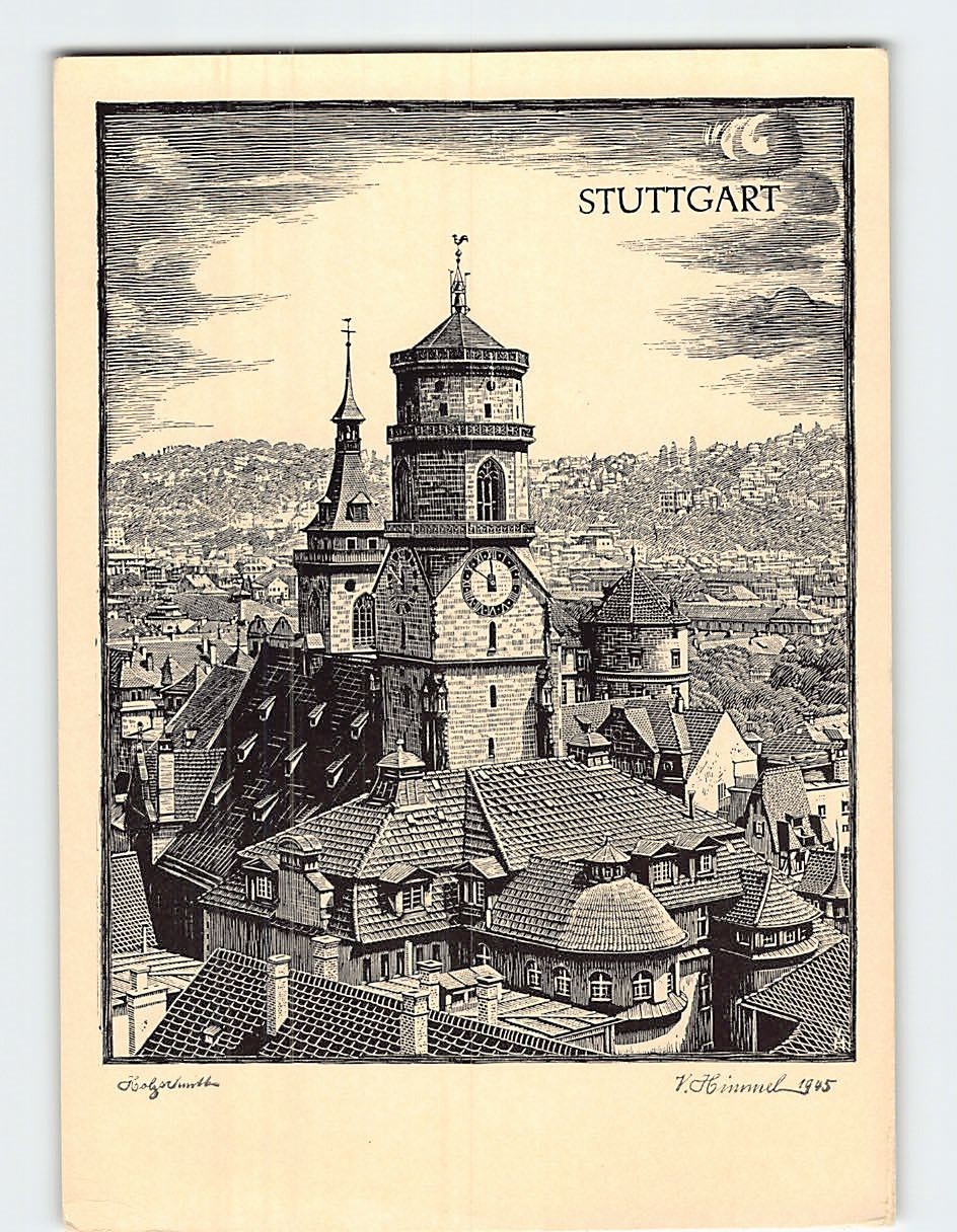 Postcard Stiftskirche Stuttgart Germany