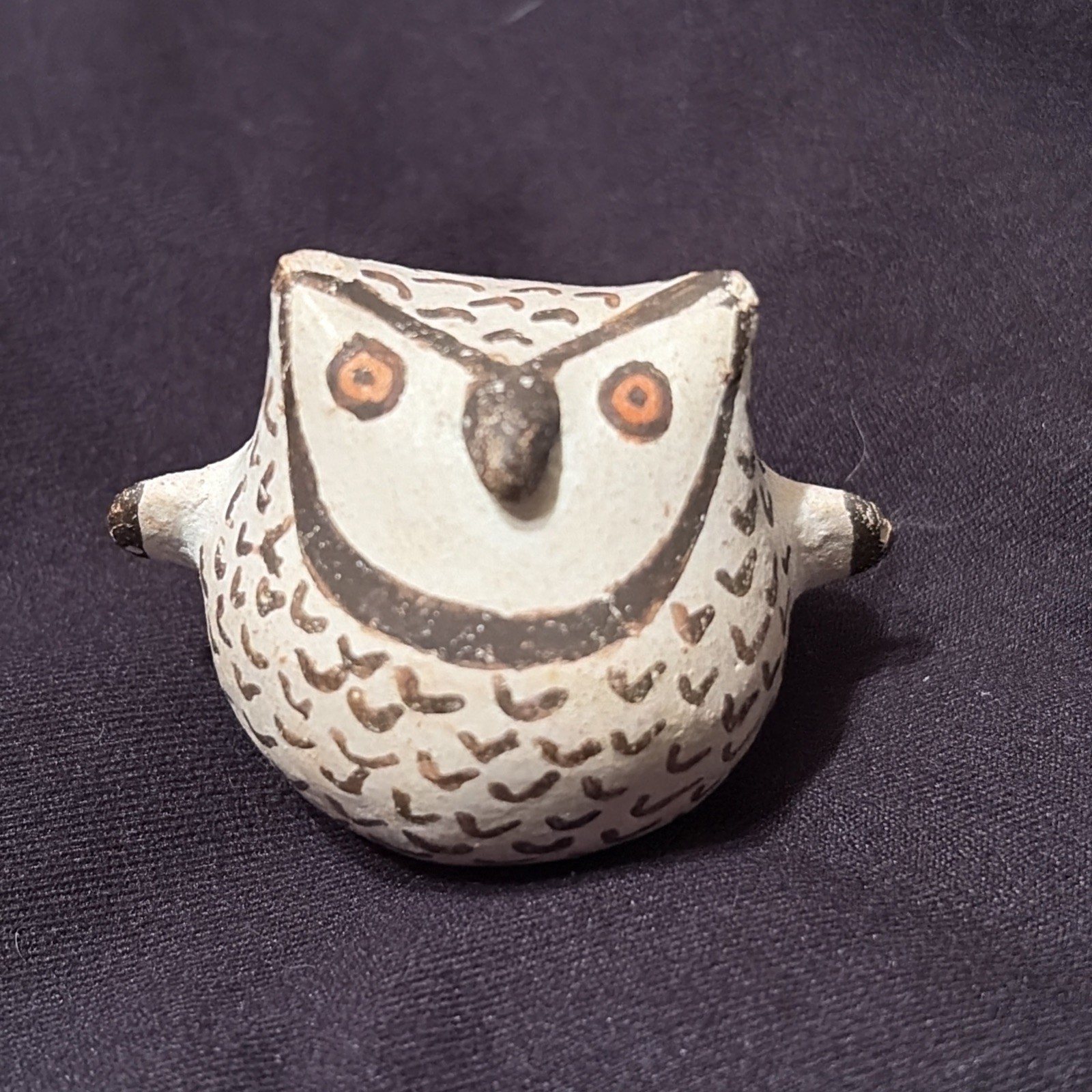 Vtg. Acoma New Mexico Pueblo Native American Indian Pottery Owl - Signed