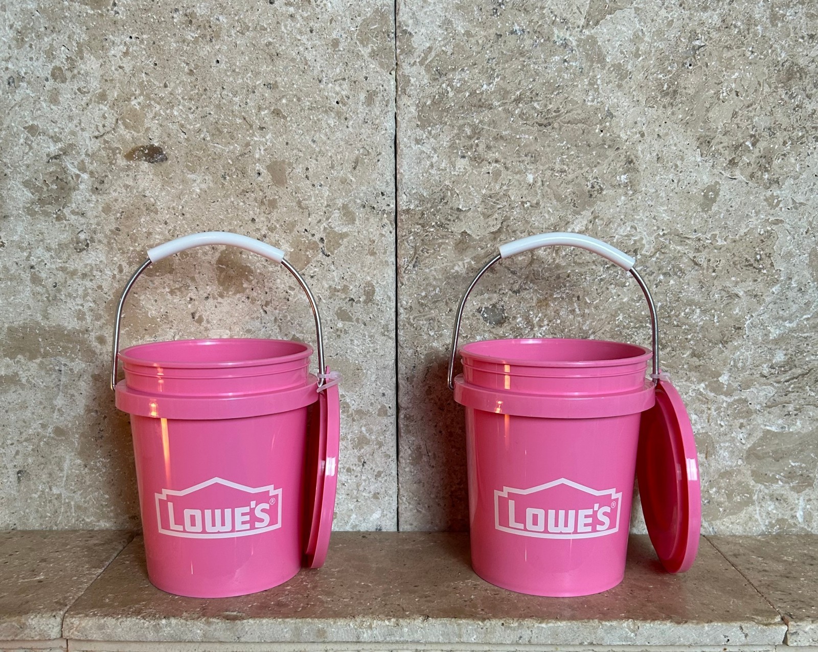 LOT OF 2 - Lowe\'s Pink and/or Blue Mini Buckets Trending New Lowes Mini Paint