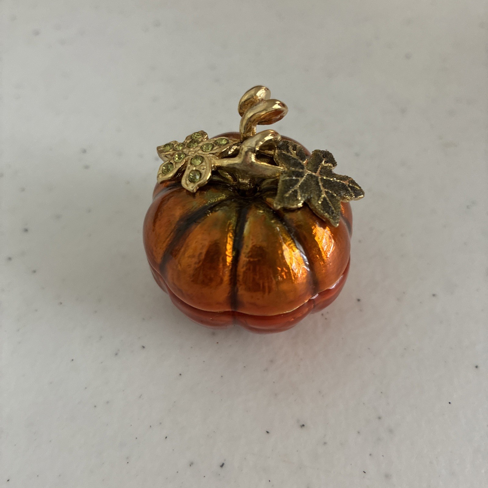 VTG Monet Enameled Pumpkin Trinket Box 