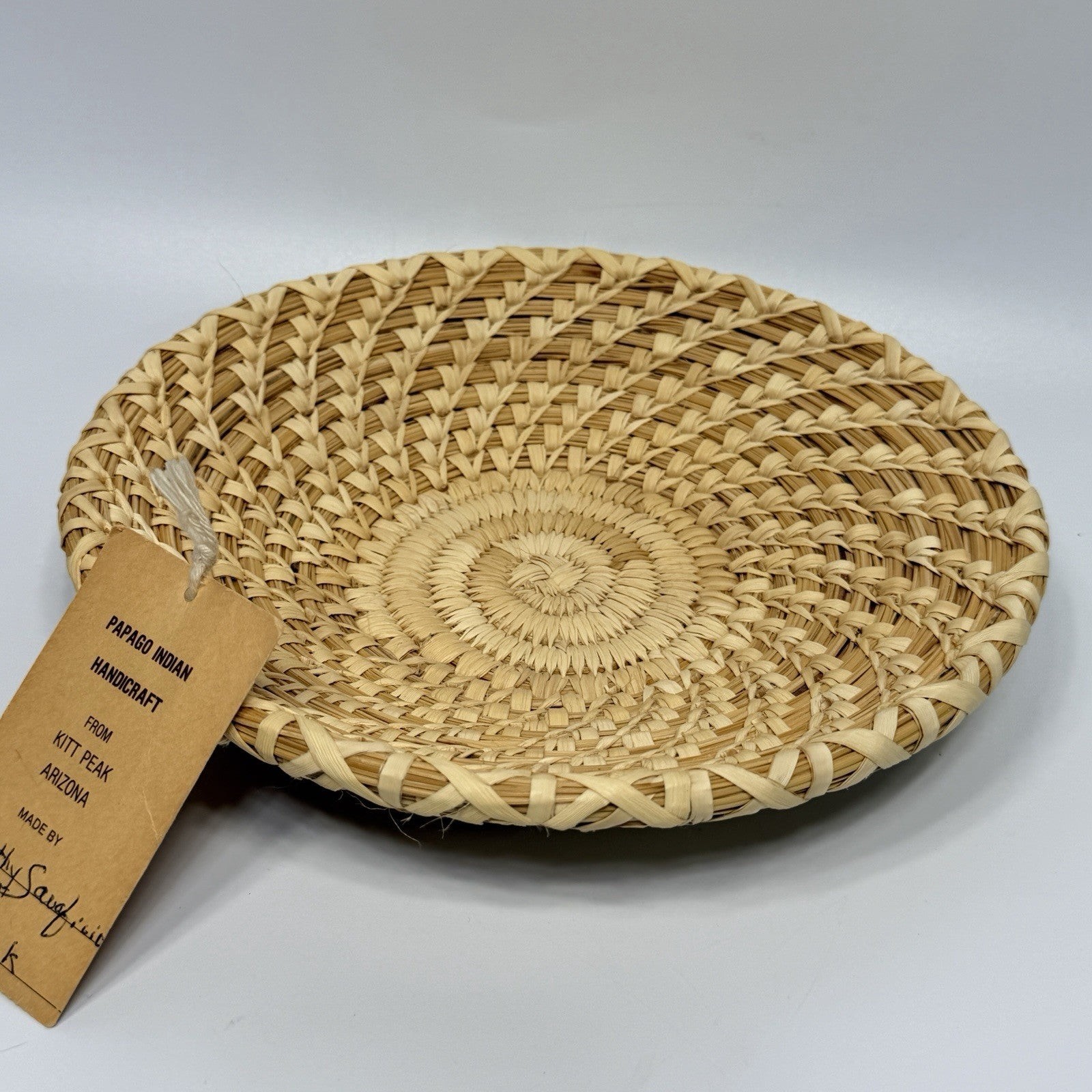 Vintage Papago Indian Shallow Grass Basket Tray Bowl Kitt Peak Arizona 9\