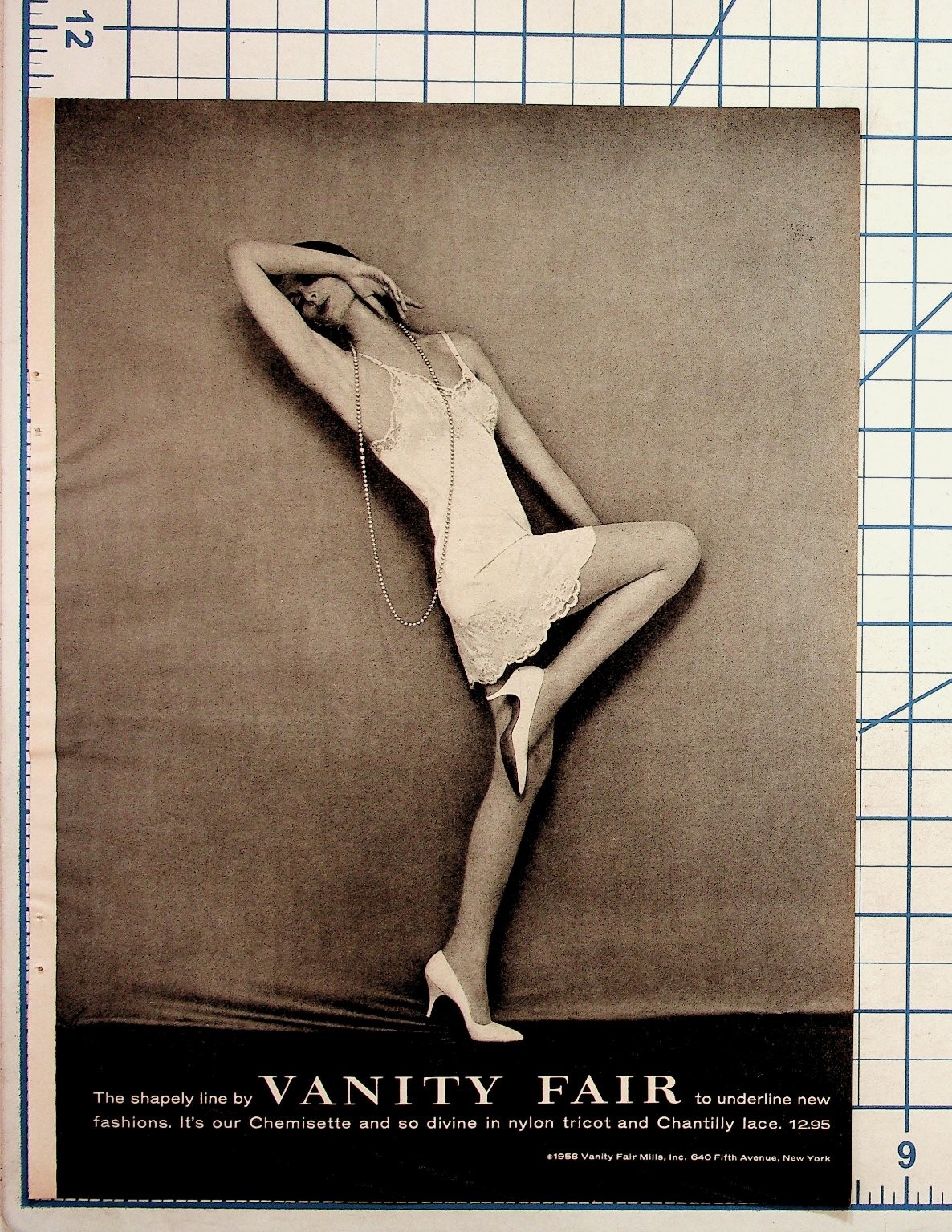 1958 Vanity Fair Chemisette Lingerie Ad Vintage 50s Fashion Print Art