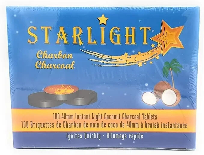 Starlight Coconut Instant Hookah Coals - 100 Charcoals Per Box, 35MM Size