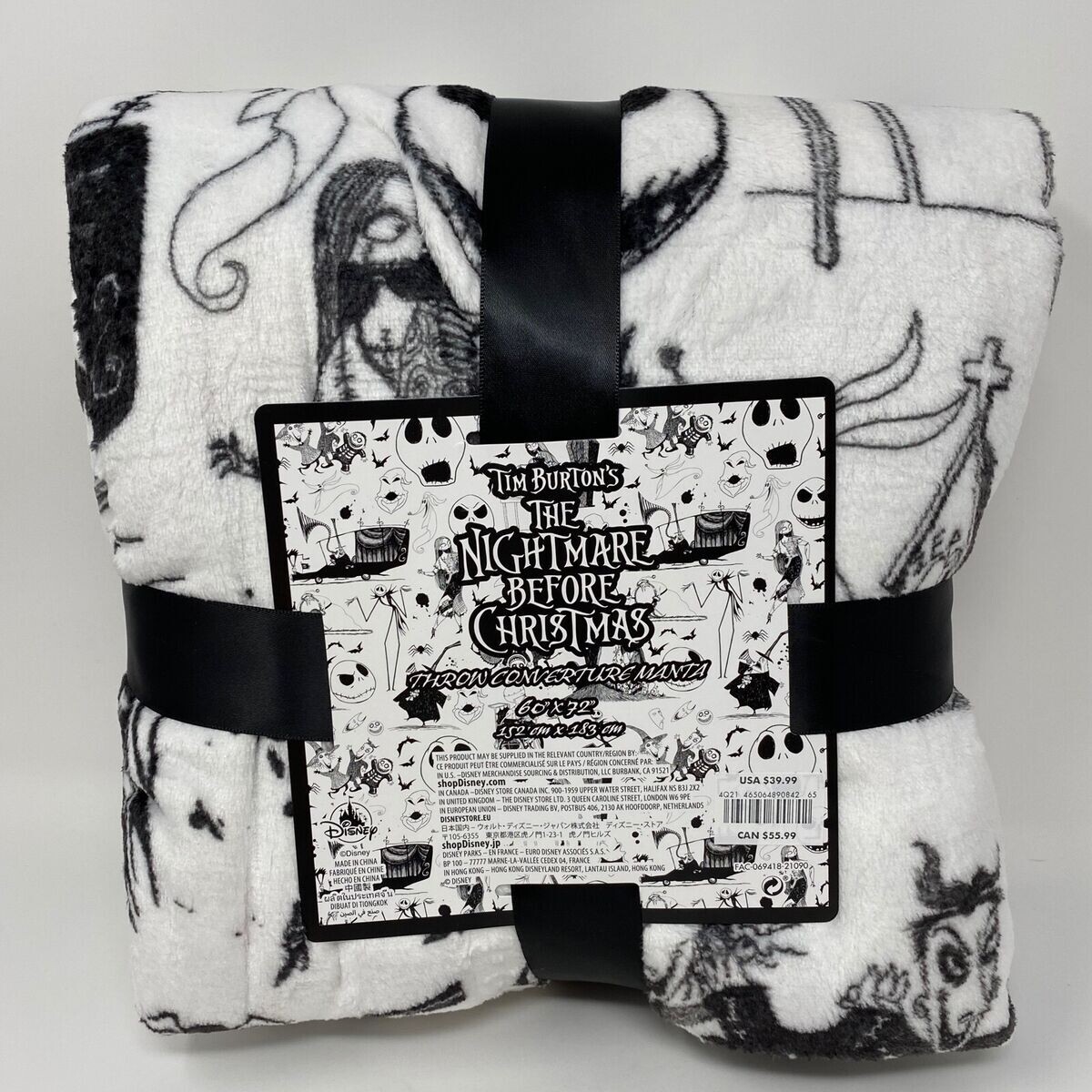 NEW Tim Burton\'s The Nightmare Before Christmas Fleece Throw 60\