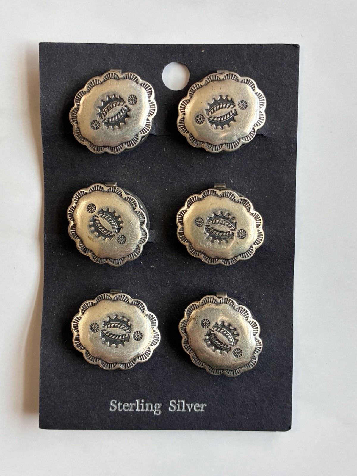 Lot Of 6 Sterling Silver Southwestern Concho Stamped Button Covers