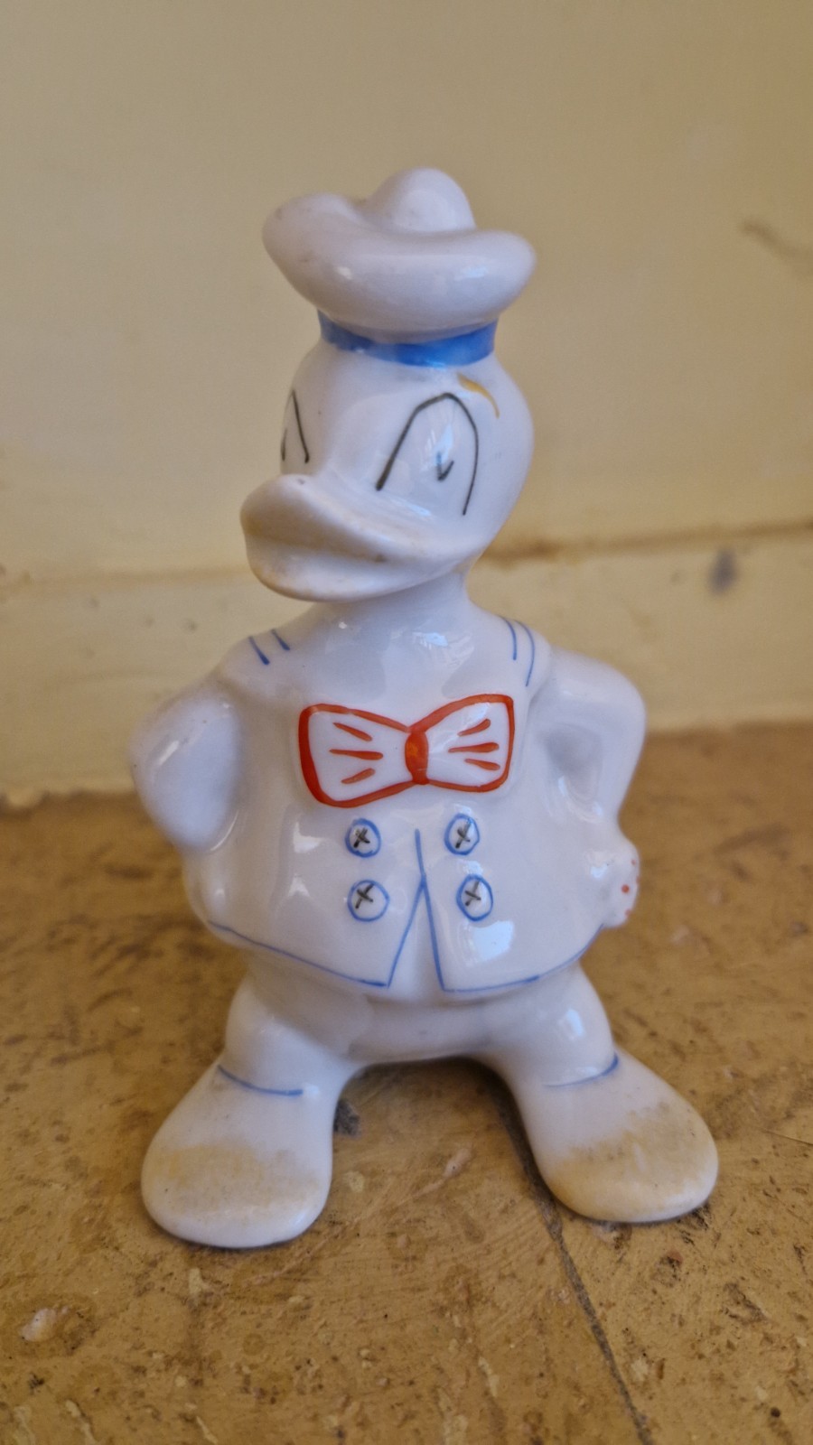 Vintage 1960s Porcelain Donald Duck Sailor Figurine Walt Disney