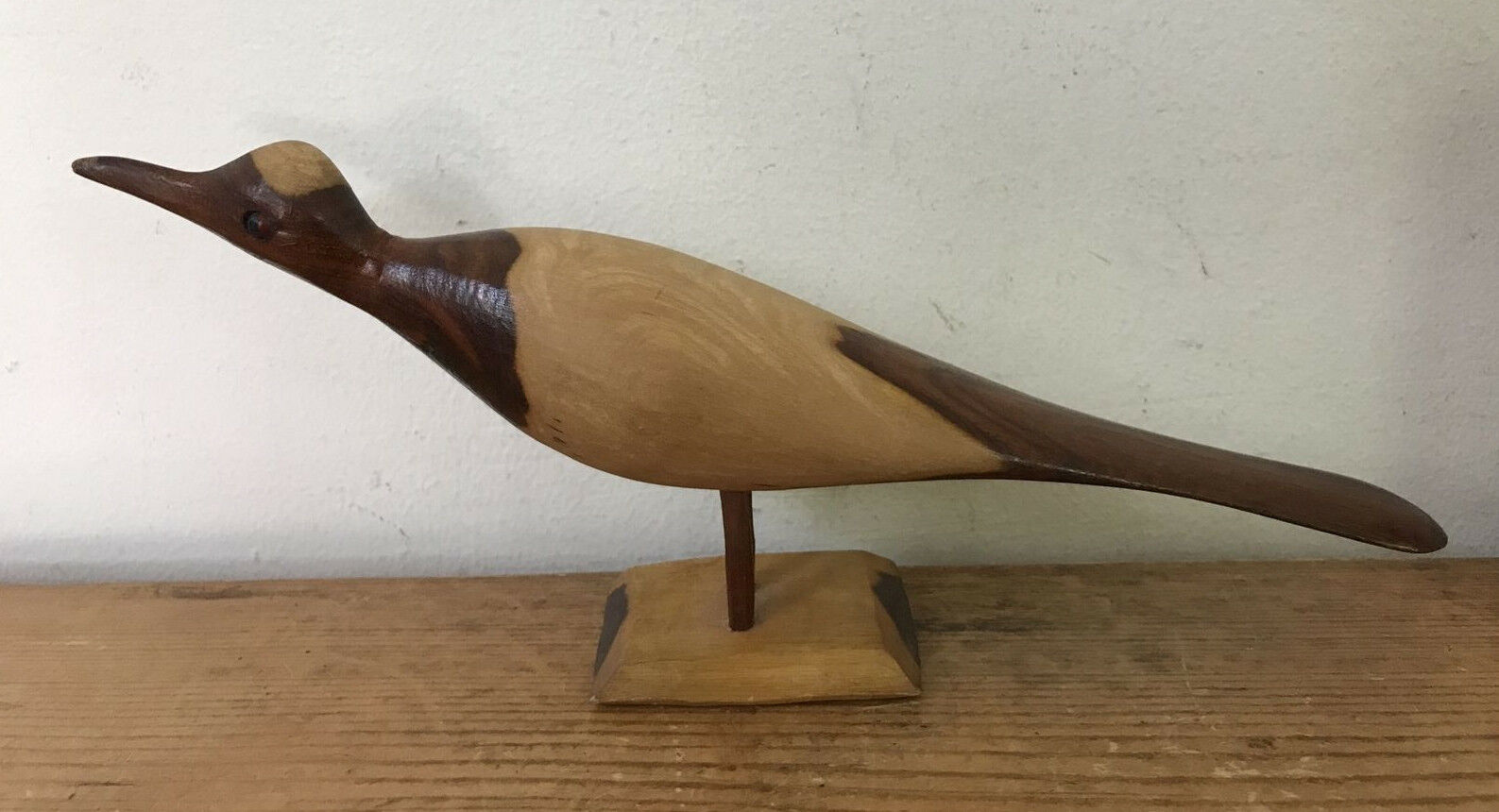 Vtg Mid Century Hand Carved Hardwood Wooden Decorative Bird Art Figurine 9\
