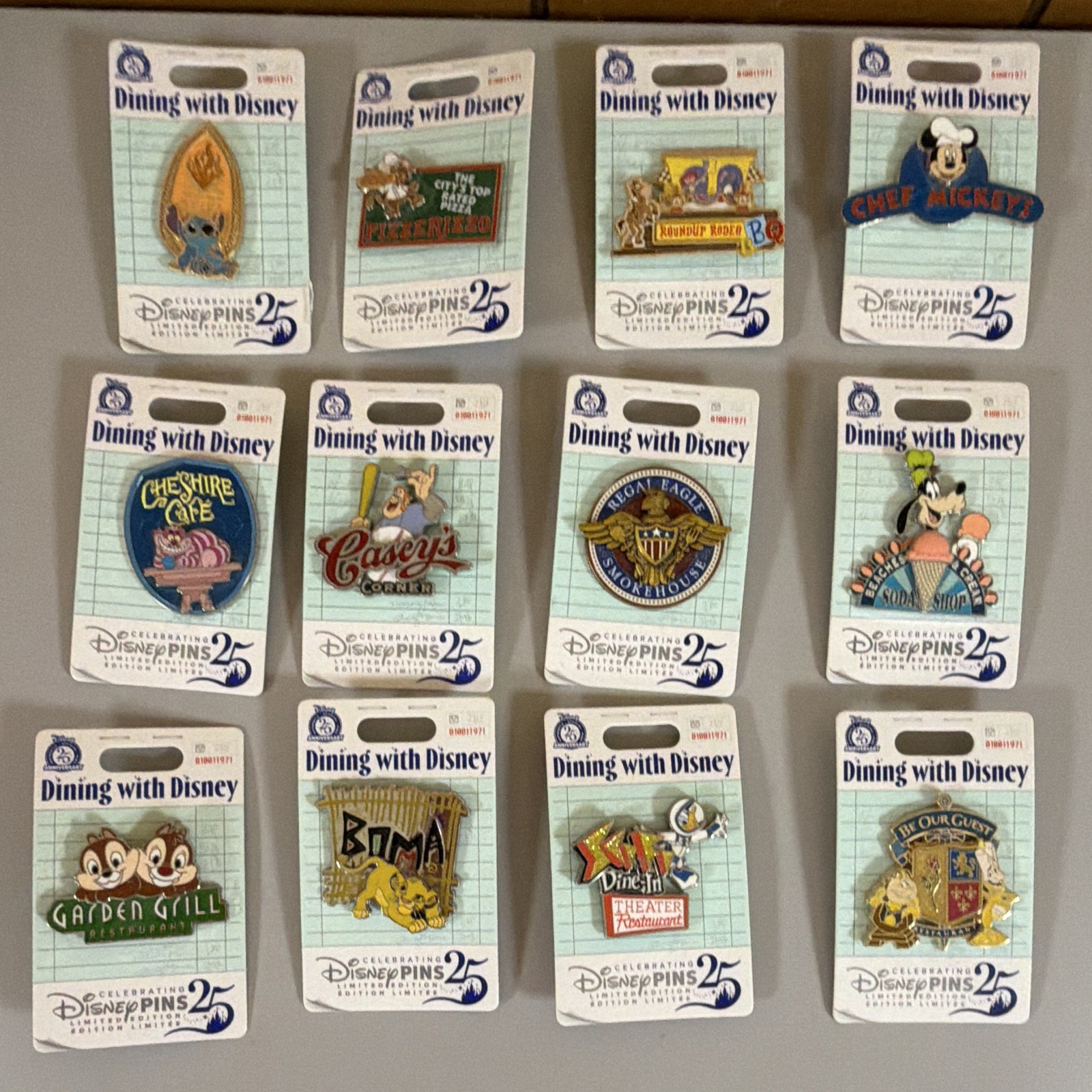2025 WDW Dining with Disney Full Set - 12 Pins Limited Edition 2500