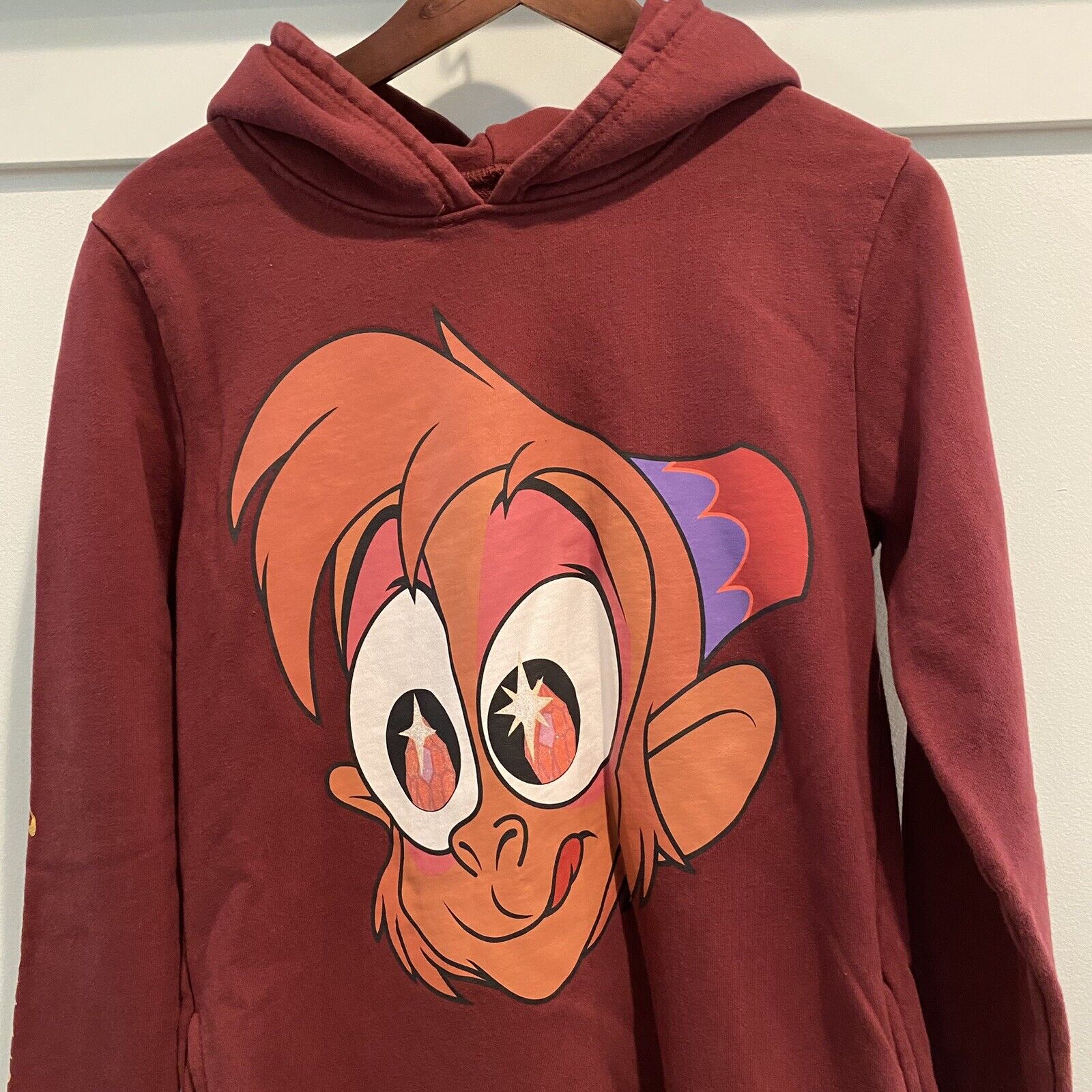 Cakeworthy X Disney Aladdin Hoodie Women Medium M Maroon Sweatshirt Monkey Abu